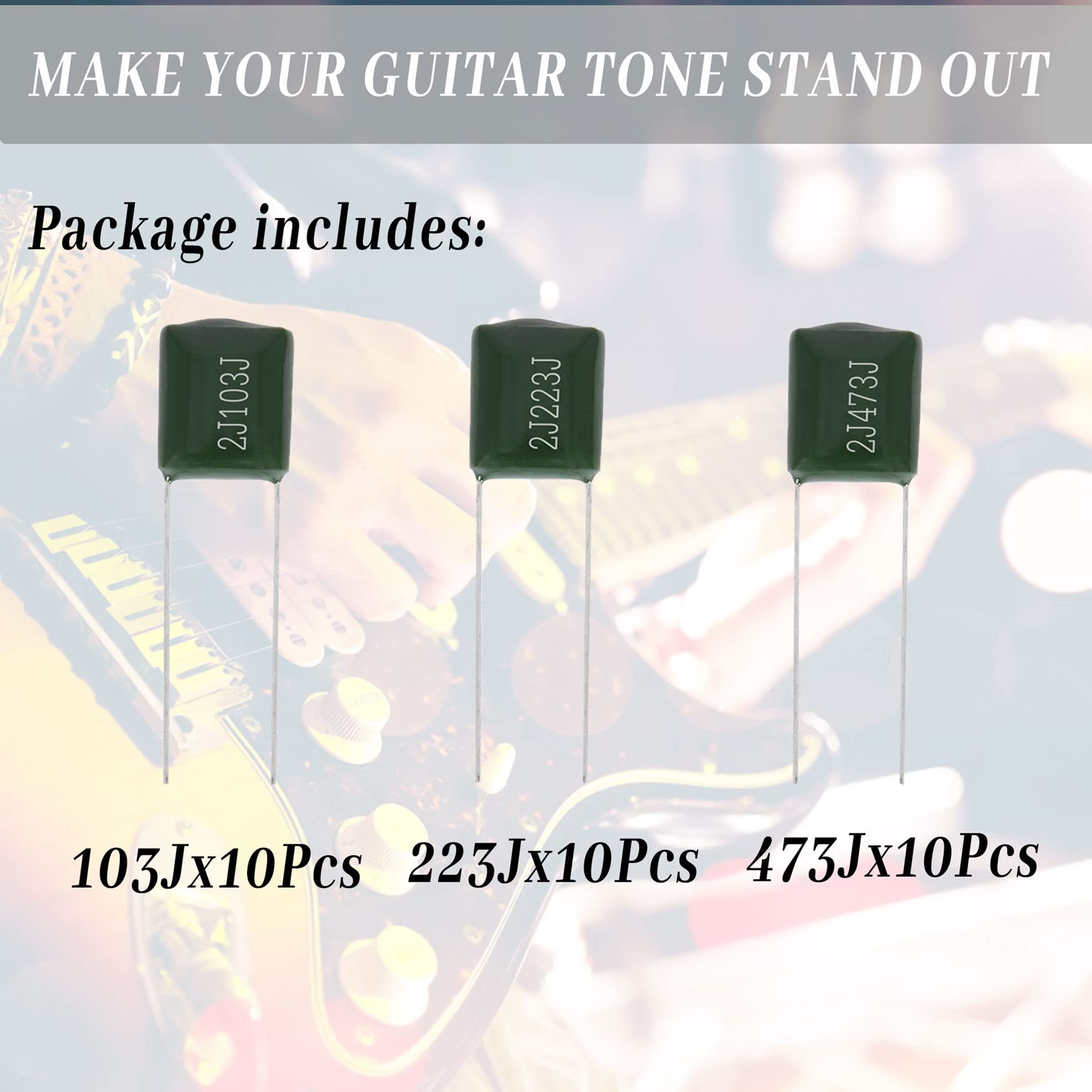 Guitar Tone Capacitor 223J 0.022uf-10pcs,103J .01uf-10pcs,473J .047uF-10pcs Capacitors Polypropylene Electronic Accessories 630v