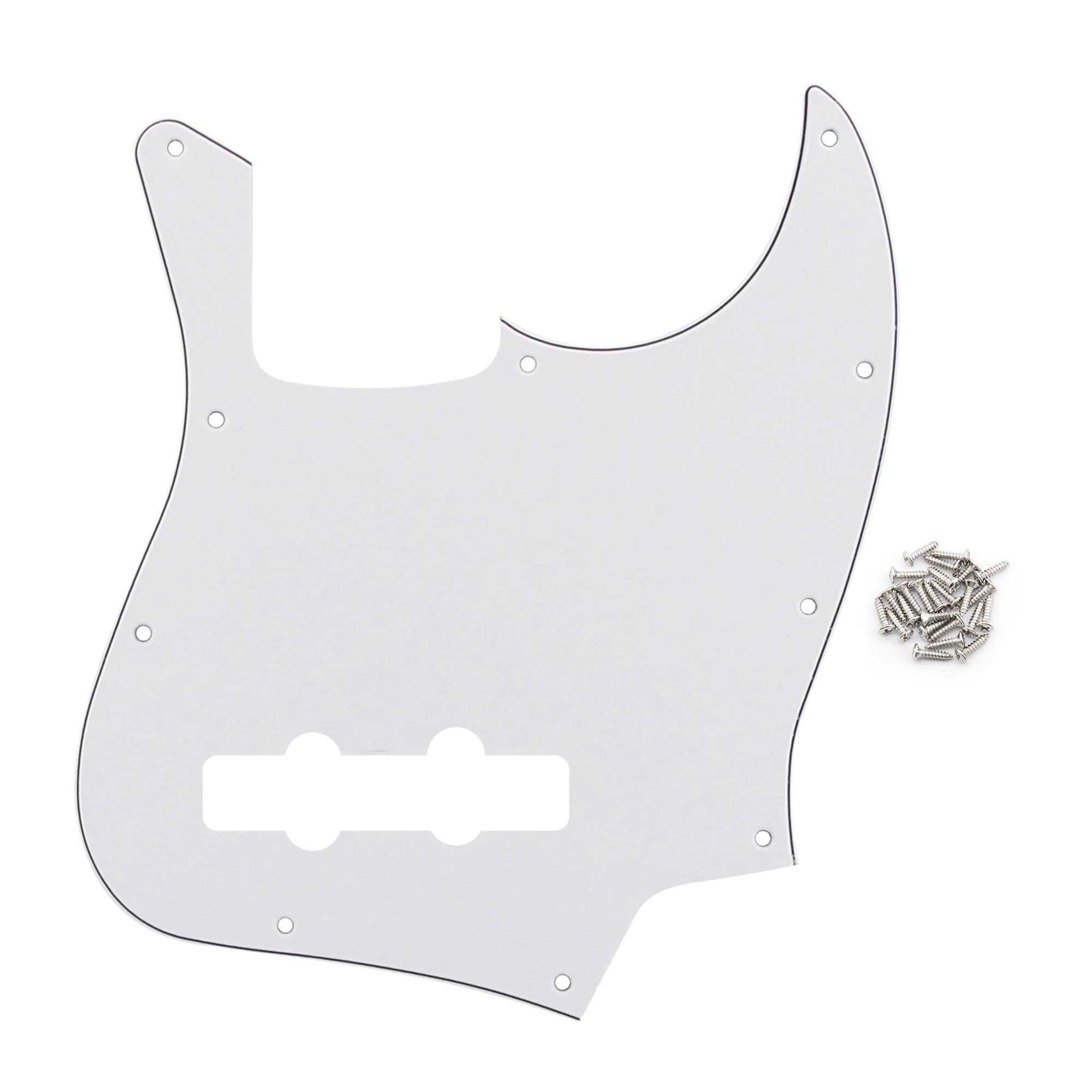 FLEOR 3Ply White 10 Hole J Bass Pickguard Scratch Plate Pick Guards for 4 Strings American/Mexican Standard J Bass Part