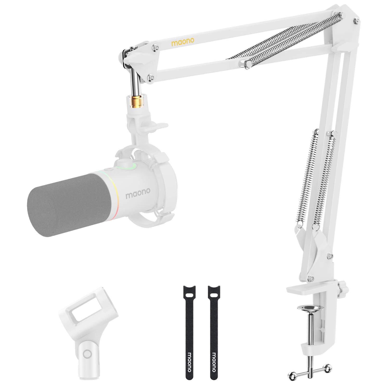 Maono AU-BA20 Microphone Stand with Suspension Boom Scissor Arm White