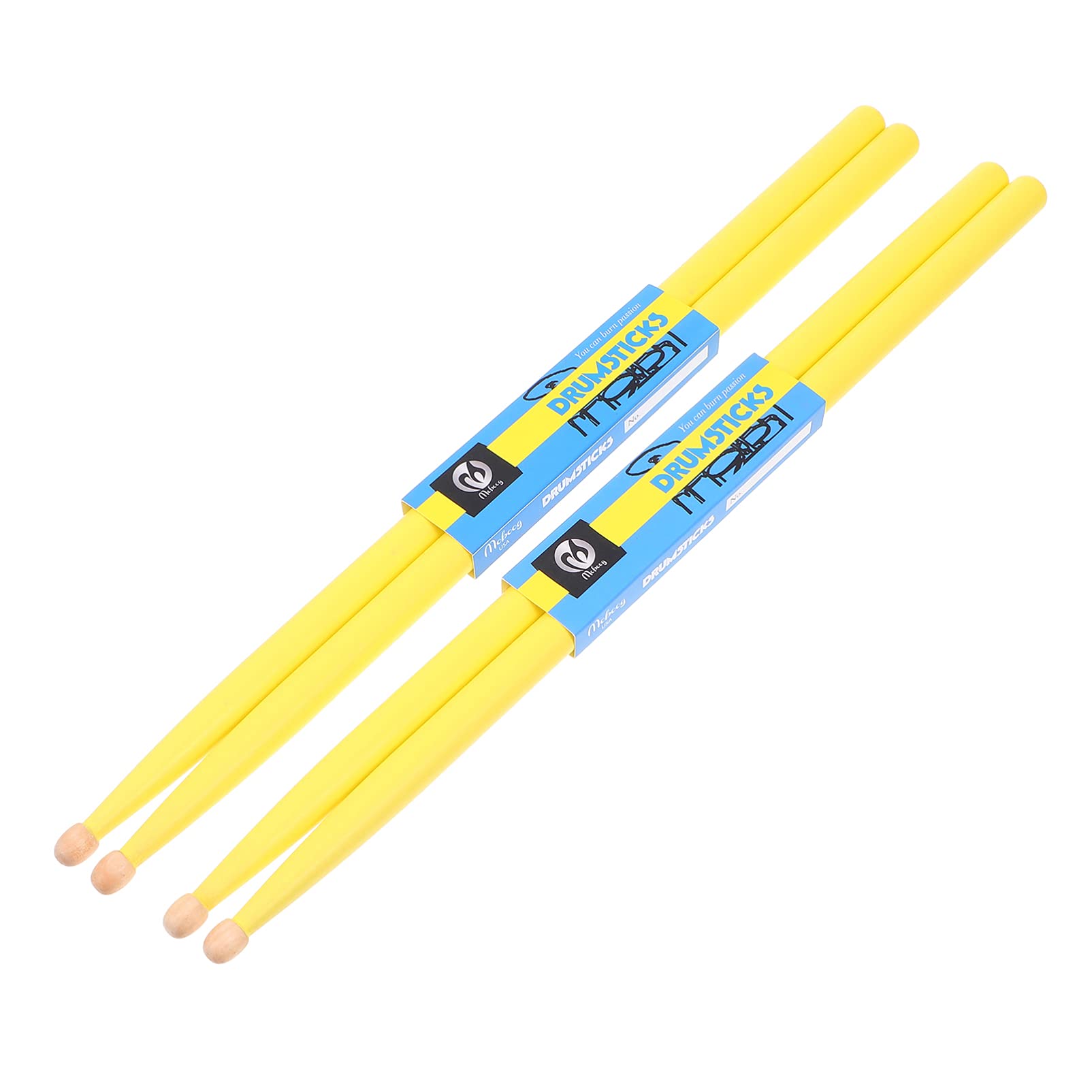 MILISTEN 2 Pairs Yellow Maple Percussion Drum Sticks Maple Wood Drumsticks Non Slip Drum Sticks Wood Tip Maplewood Drumstick for