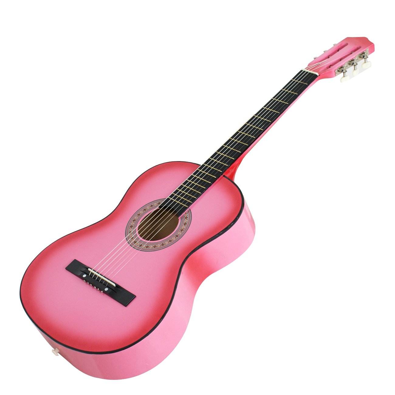 Smartxchoices 38'' Acoustic Guitar Bundle with Gig Bag Strap Pitch Pipe Extra Strings Set Pick PINK 6 String for Beginners Start