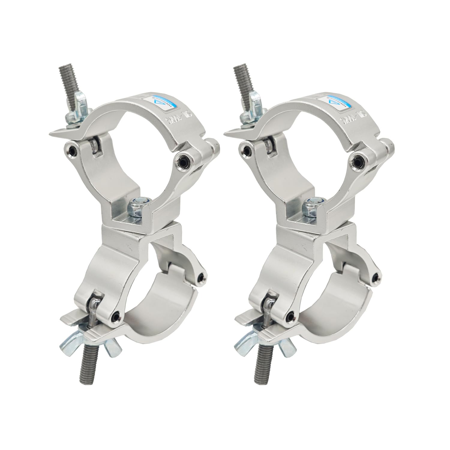 2Pcs 2 Inch Swivel Truss Clamp, Dual Swivel Coupler Pipe Clamps Heavy Duty Stage Lighting Mount Bracket Aluminum Alloy 220 Lbs f