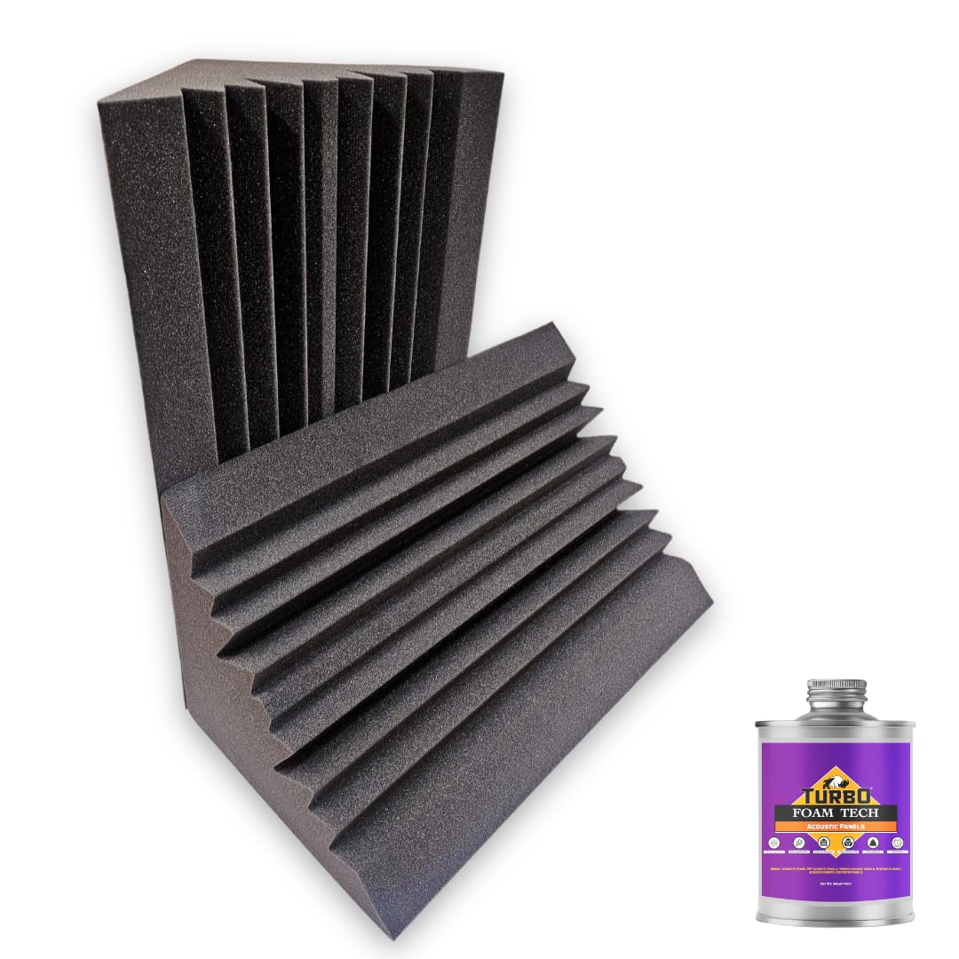 Mmt Acoustix 2Pc Mega Corner Bass Trap Acoustic Foam Diffuser | 24X15X12 | Absorbs Bass In Studio & Home Theatre | Sound Diffusi