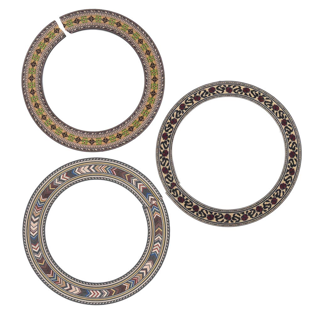 Bnineteenteam 3Pcs Wood Soundhole Rosette Inlay Sound Hole Decal For Acoustic Classical Guitar Parts Accessories