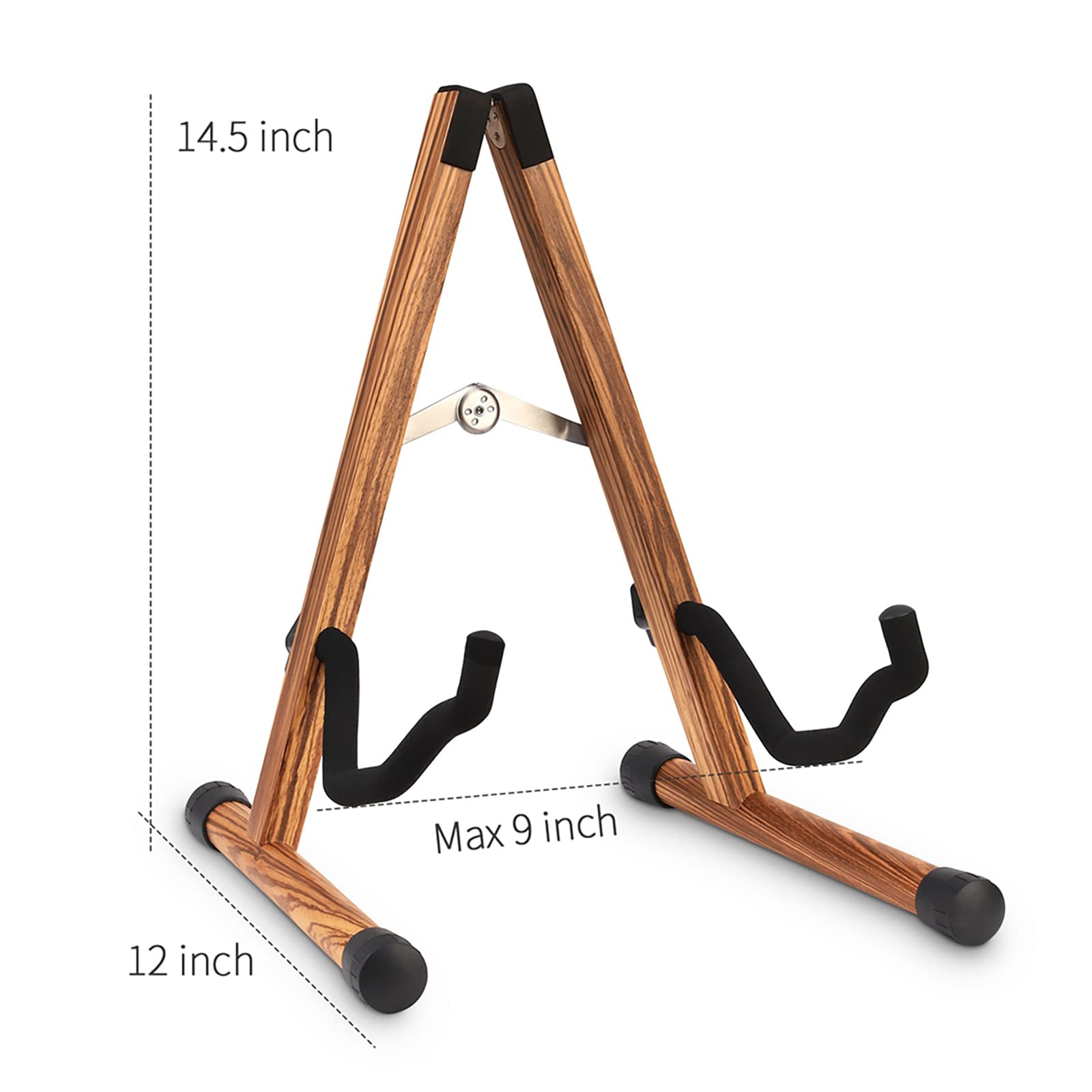 SNIGJAT Acoustic Guitar Stand, Wooden Guitar Stand with Tiger Grain, Floor Electric Guitar Stand with Foam, A-Frame Folding Guit