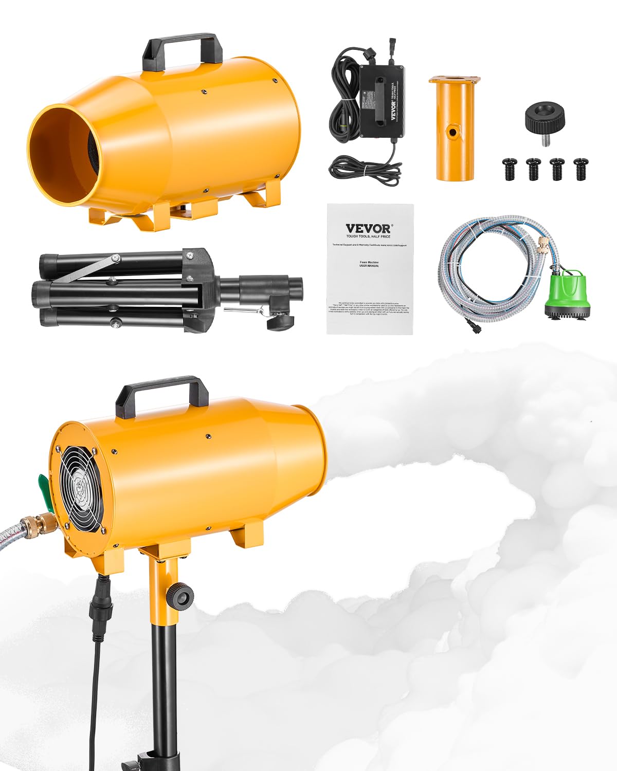 Vevor Foam Machine, 180 W Party Foam Cannon, Portable Foam Maker With A Tripod Stand, Foam Party Machine With A Submersible Pump