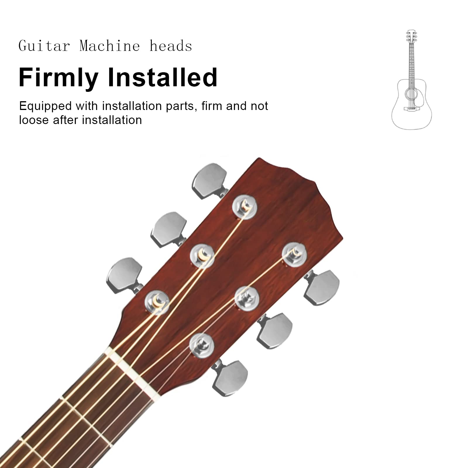 SAPHUE 6 Pieces 3L3R Guitar tuner pegs,Big Square Sealed guitar tuning pegs tuners machine heads,for Acoustic or Electric Guitar