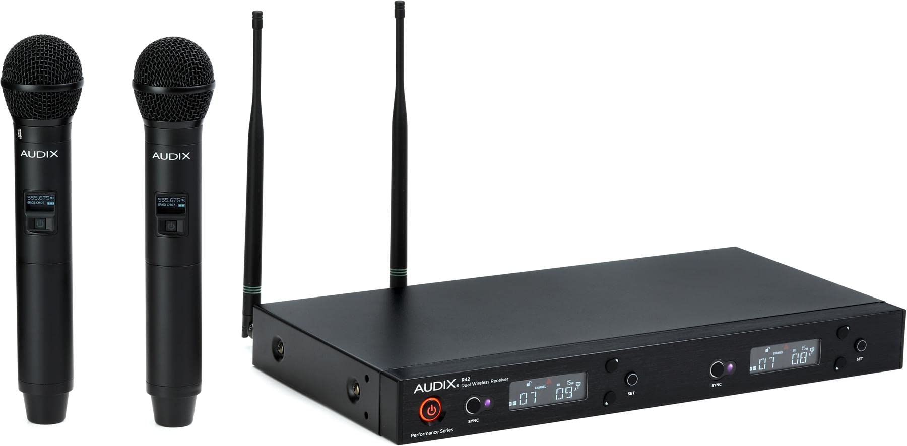 AUDIX AP42 OM2 Dual Handheld Wireless Microphone System for Musical Performances and Public Speaking - B Band