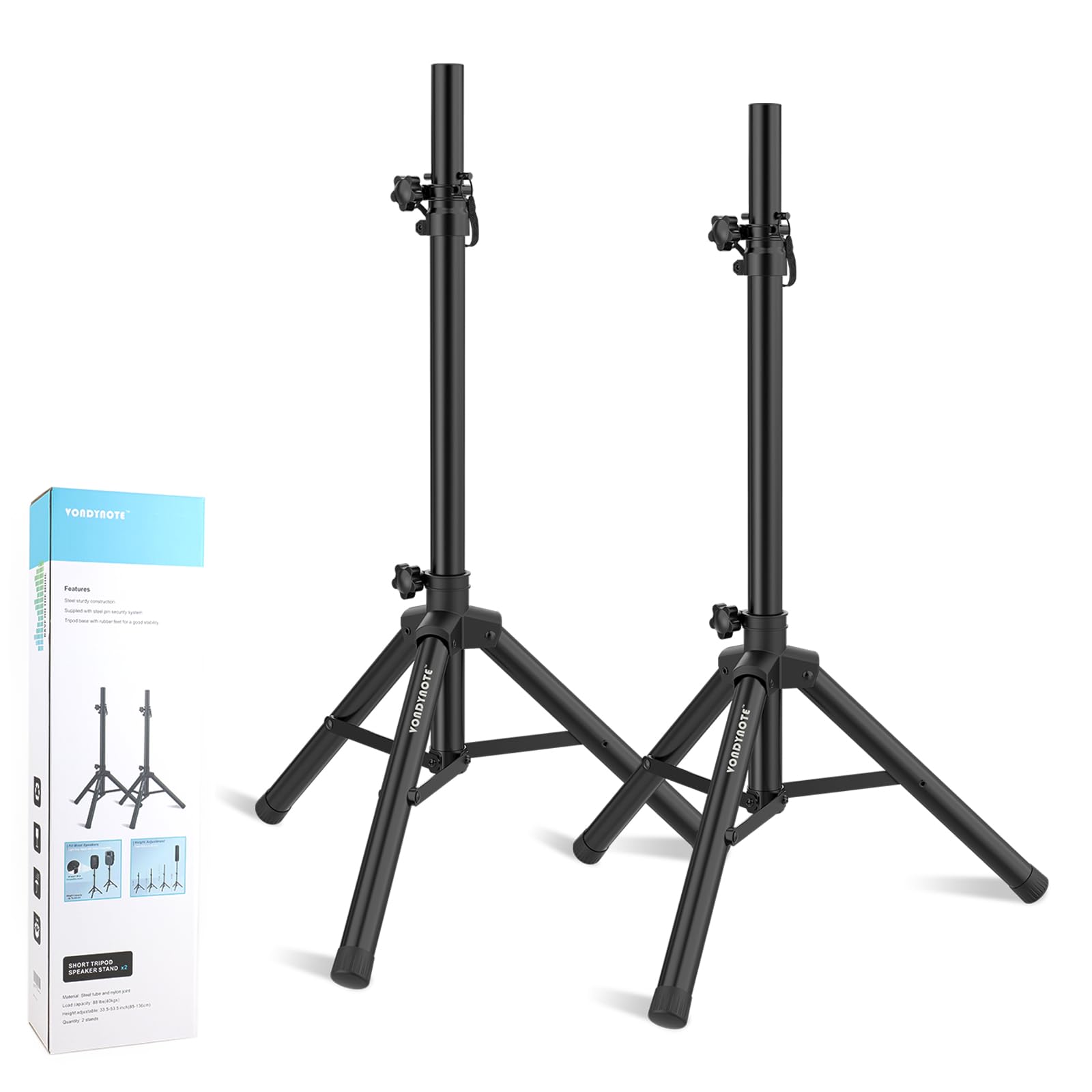 Vondynote Pair of Tripod Speaker Stands PA DJ Short Tripod Speaker Stand Slim Mini Speaker Stand