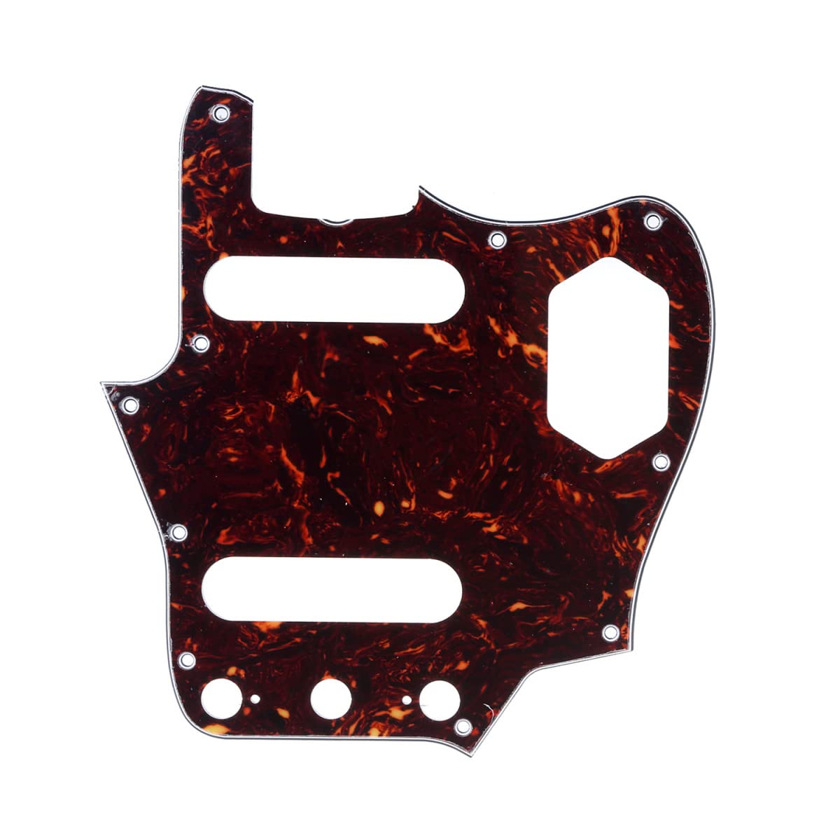 Musiclily Pro 10-Hole 65 60S Vintage Style Guitar Pickguard For Fender American Jaguar, 4Ply Tortoise Shell