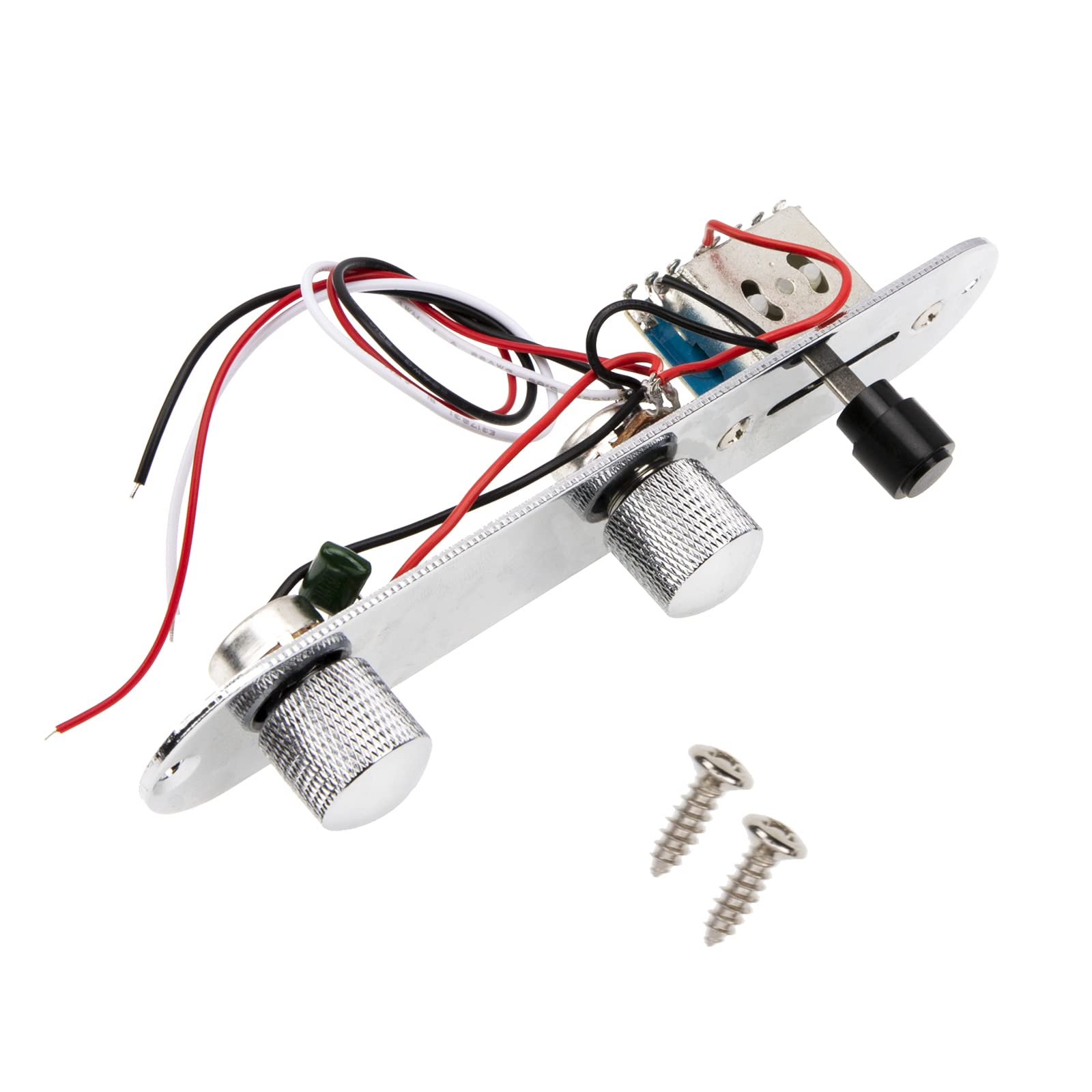 1Pcs Yootones Guitar Control Plate Loaded Chrome 3 Way Switch Plated Prewired Control Plate Compatible with Tele Telecaster Styl