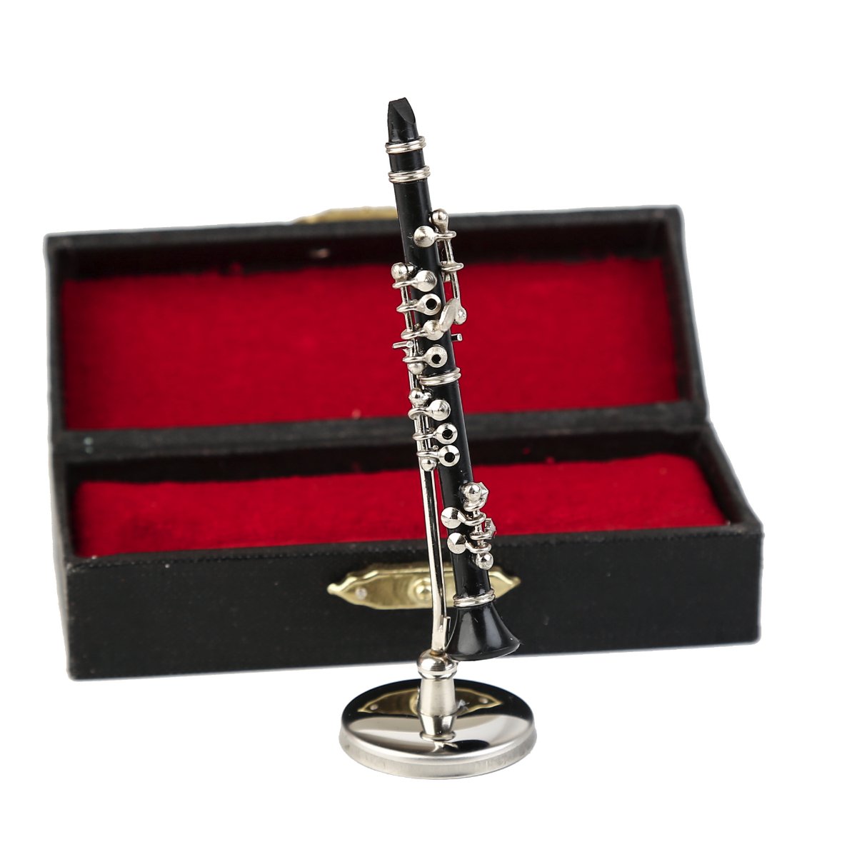 Dselvgvu Miniature Clarinet with Stand and Case Mini Musical Instrument Mini Clarinet Miniature Dollhouse Model Christmas Orname