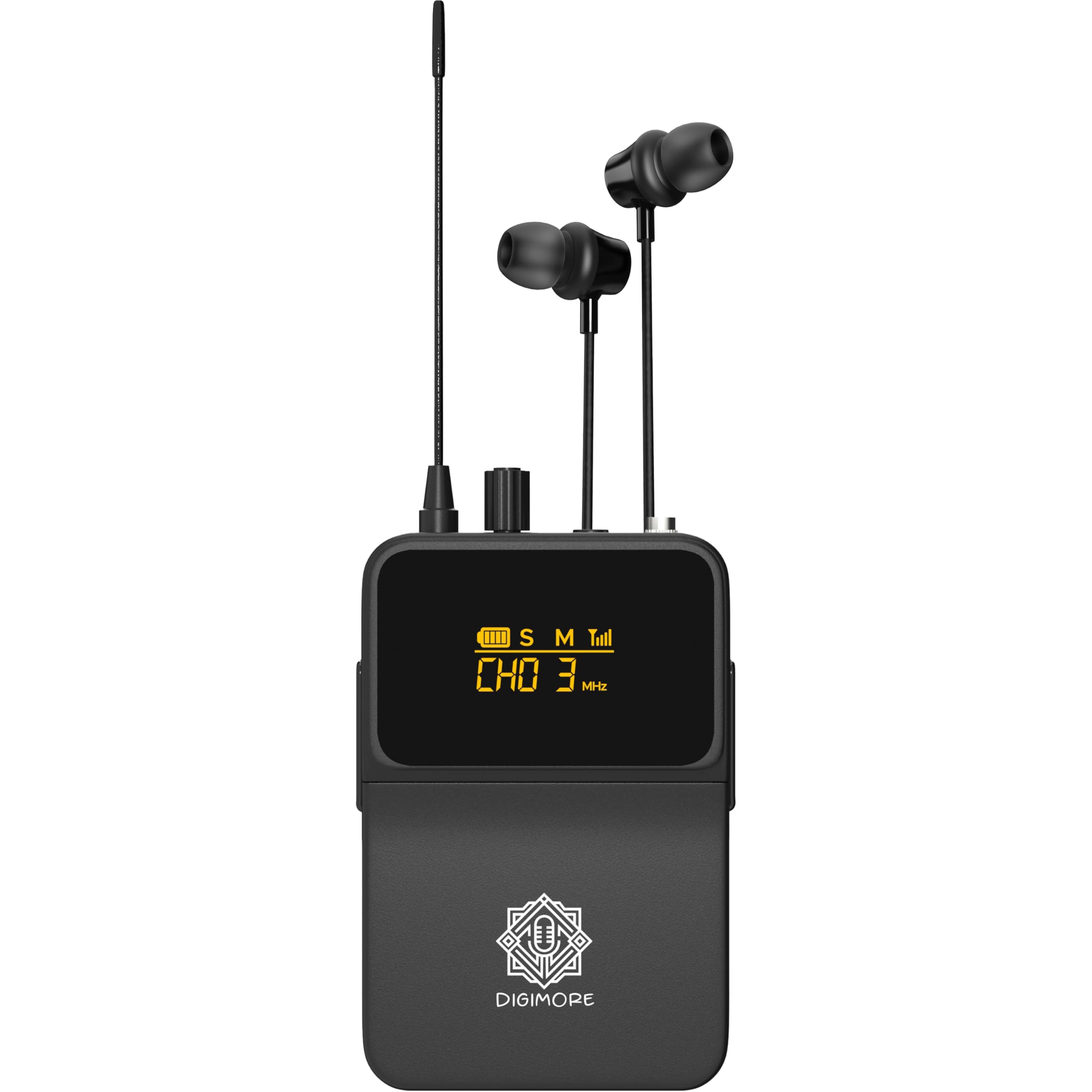 Digimore Uhf In-Ear Monitor Receiver With Earphones | Stereo Output | 328Ft Range | Connect Up-To 99 Body Packs With Only D-800 