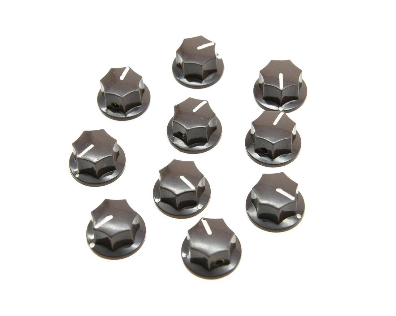KAISH 10pcs Brown Mini MXR Style Skirted AMP Knob Brass Insert Effect Pedal Knobs