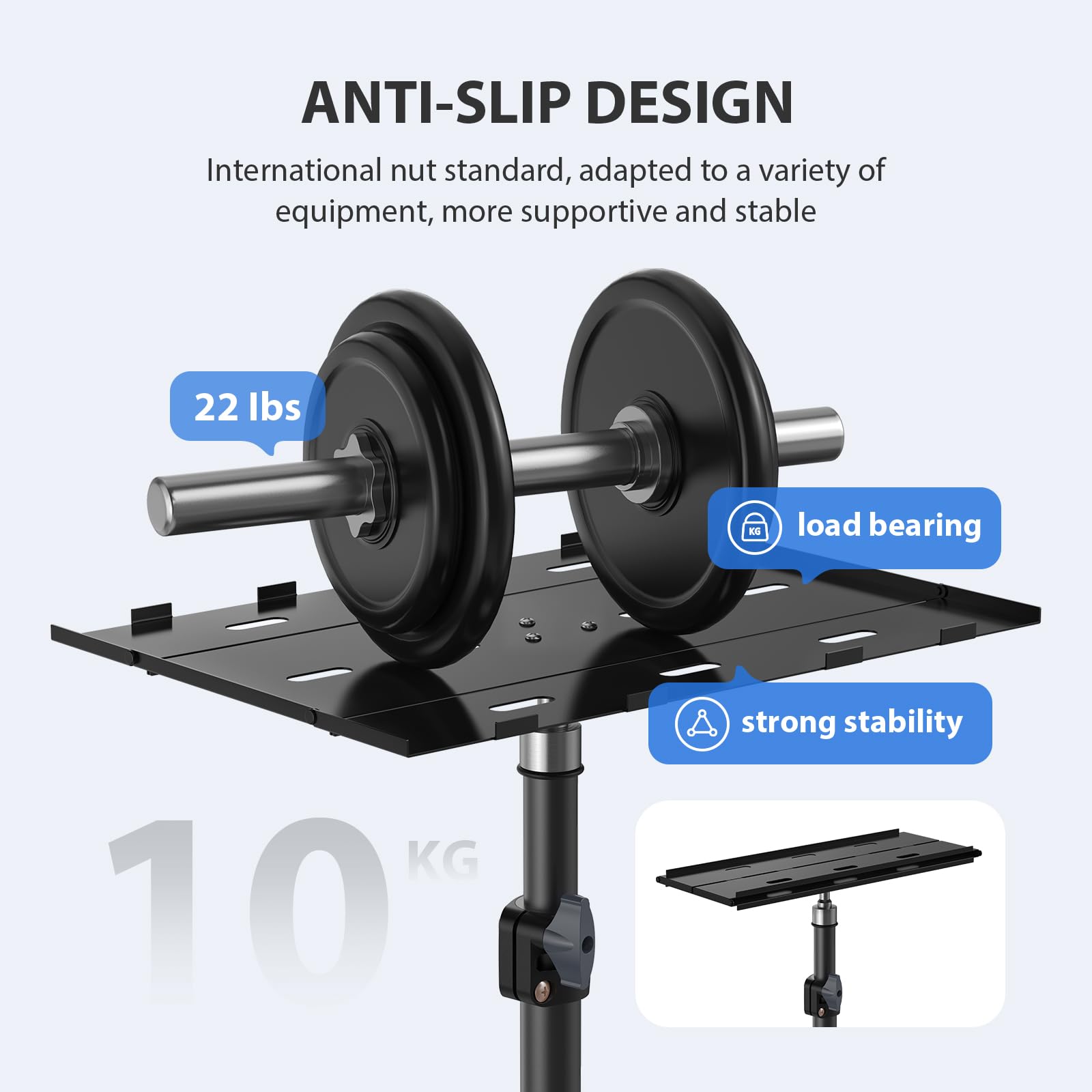 LEORFI Projector Stand Tripod, Laptop Tripod Stand, Foldable Portable Projector Floor Mount, Height Adjustable from 17.7'' to 45