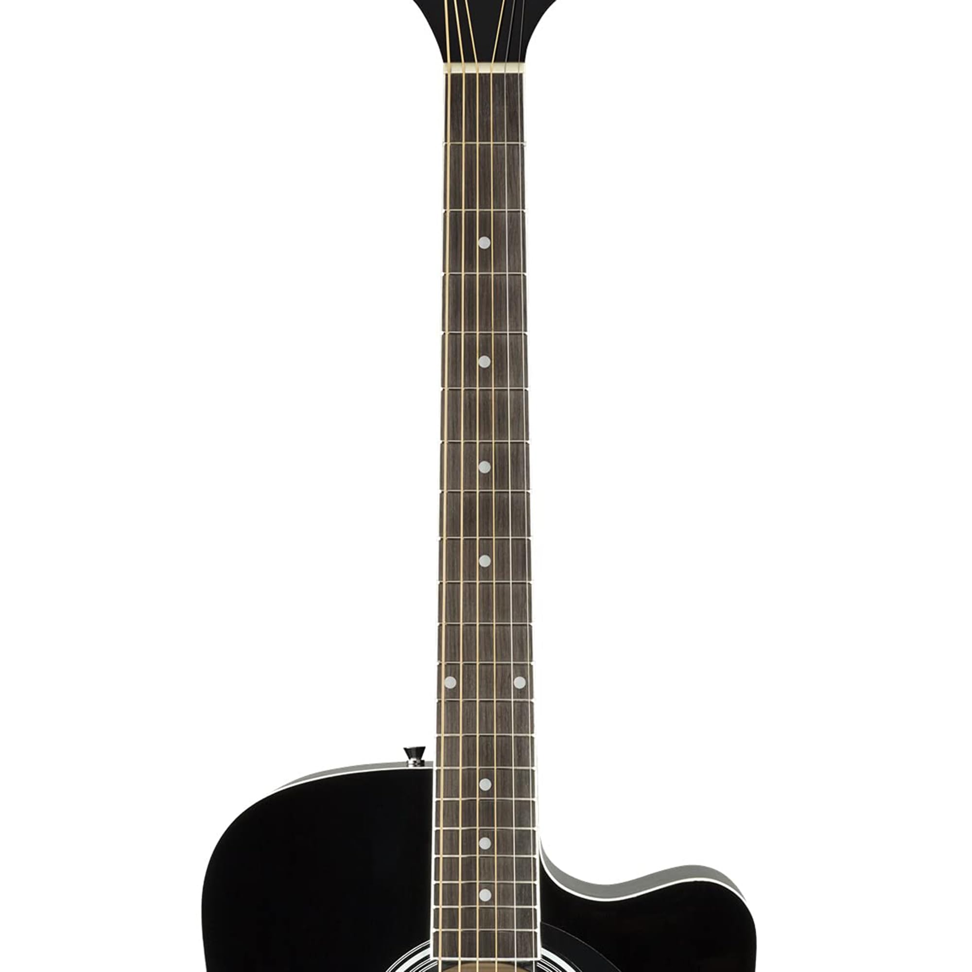 Fender FA-125CE Dreadnought Cutaway Acoustic-Electric Guitar - Black Bundle with Gig Bag, Strap, Strings, Picks, Fender Play Onl