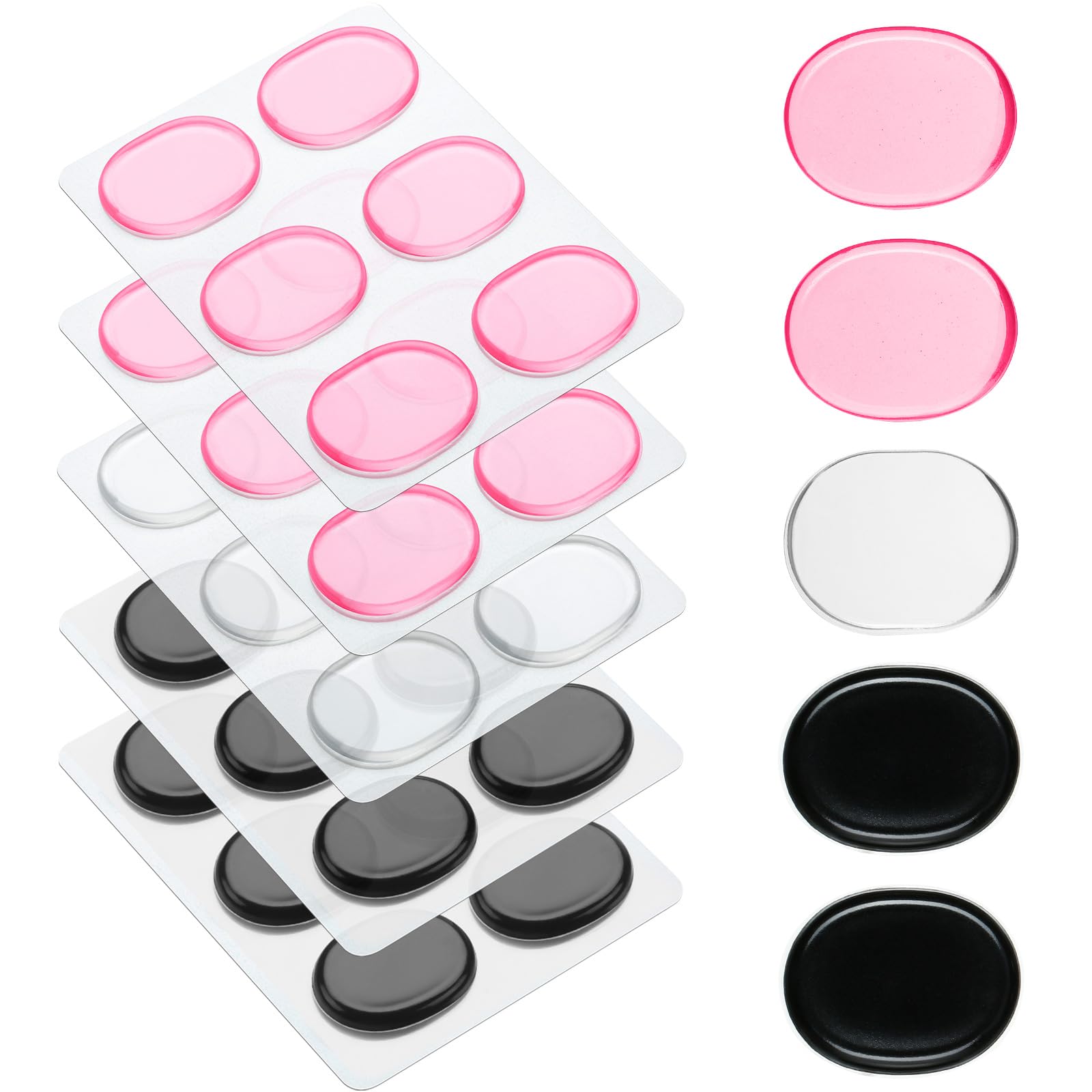 Fiada 30 Pieces Drum Dampeners Gels Silicone Gel Pads Soft Drum Dampeners for Drums Cymbals Tone Control (Red, Black, Transparen