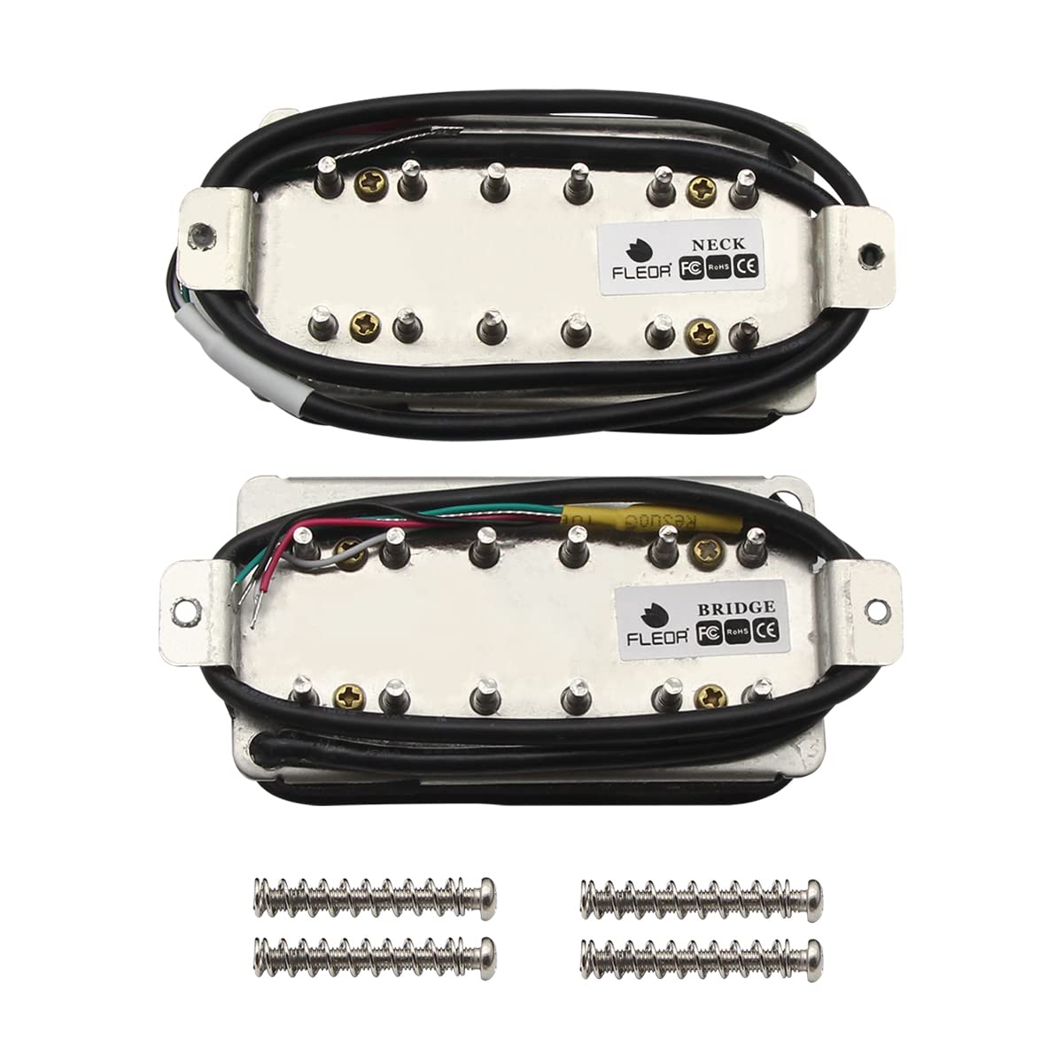 FLEOR High Output Alnico 5 Electric Guitar Neck Pickup & Bridge Pickup Humbucker Set White