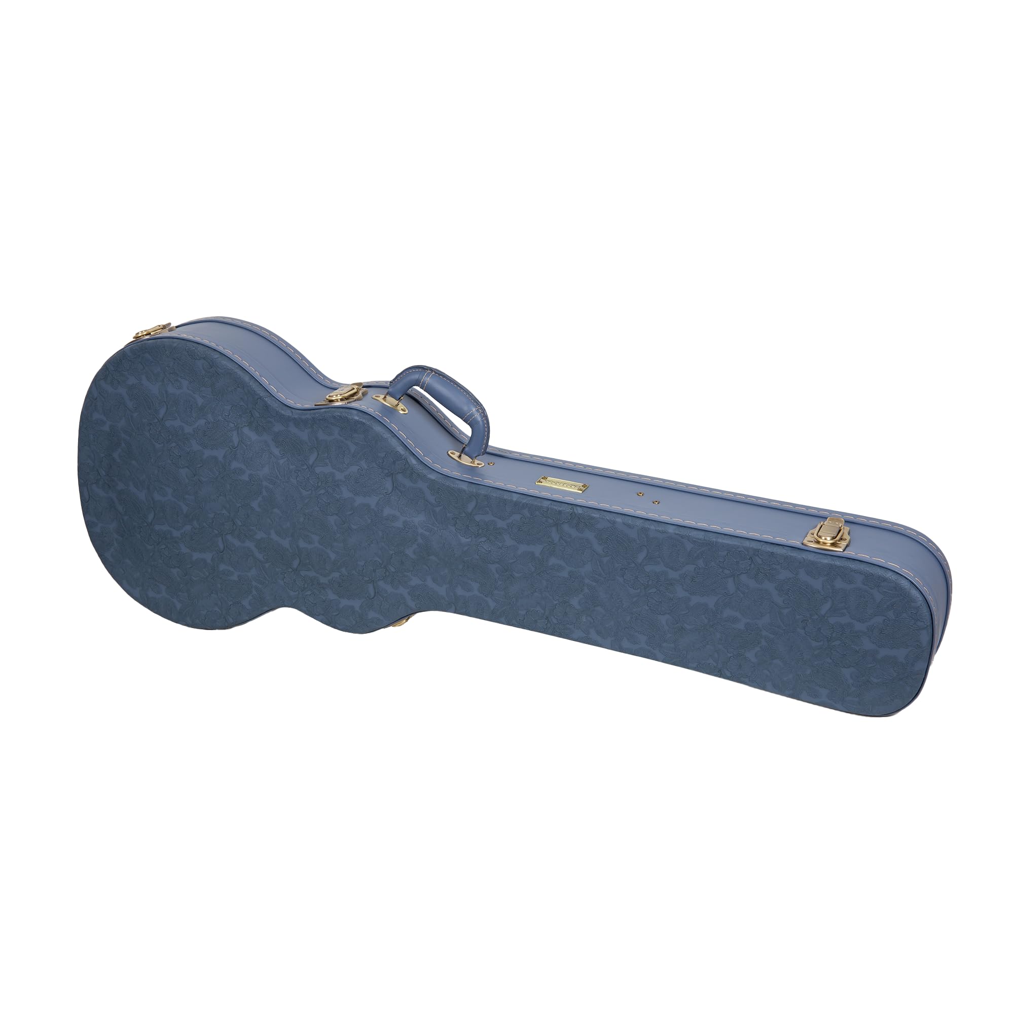 Crossrock Relief Series Les Paul Guitar Case for Single-Cut Electric Guitars | Carved Smoke Blue Finish, Monochrome Blue Velvet