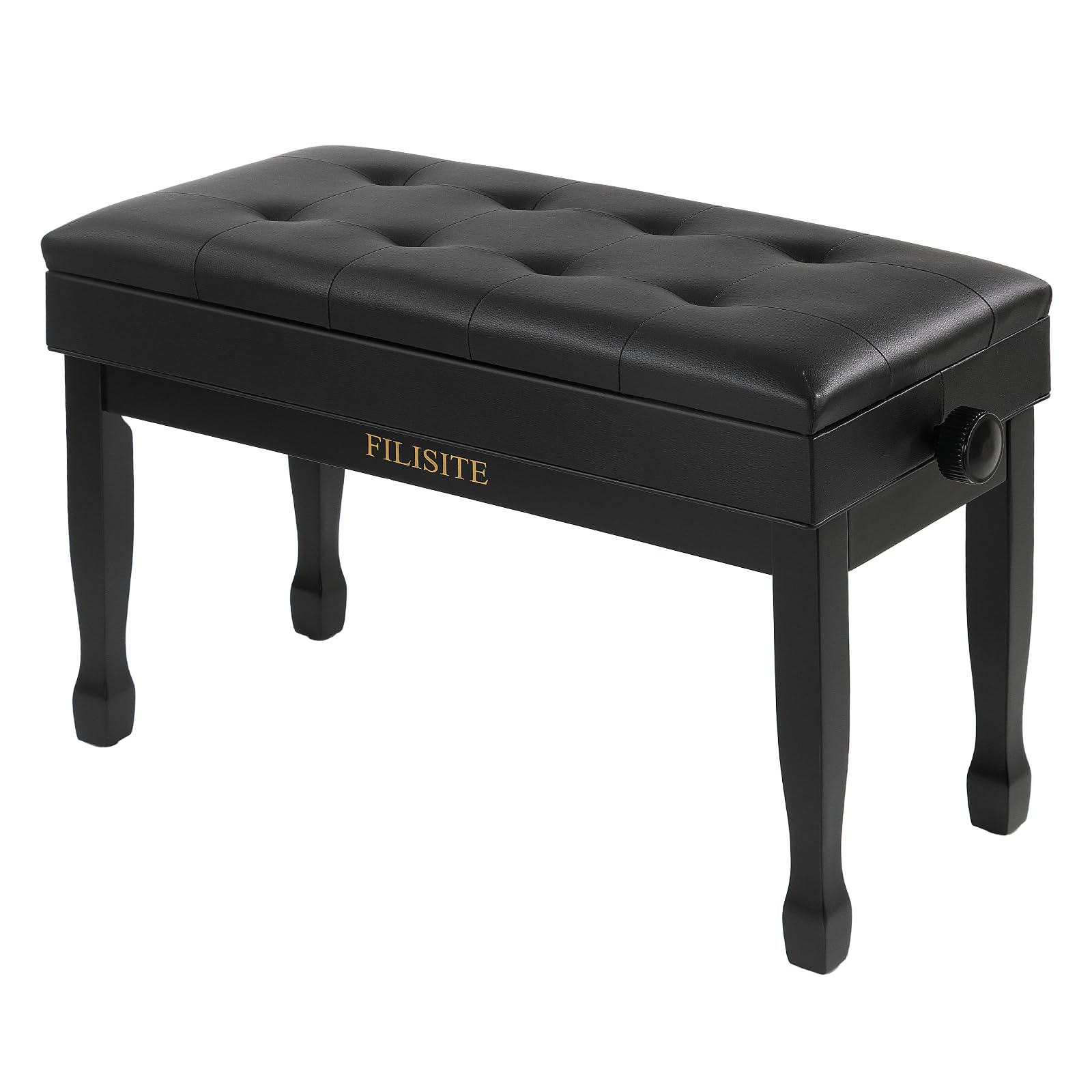 FILISITE Adjustable Height Piano Bench with Storage, Solid Wood Duet Keyboard Stool, Waterproof Padded Seat Cushion, Multi-Use B