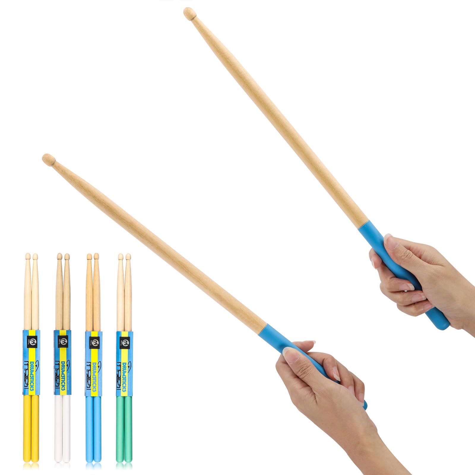 4 Pairs 5A Maple Wood Drumsticks Non-slip Drum Sticks for Kids Adults Beginners