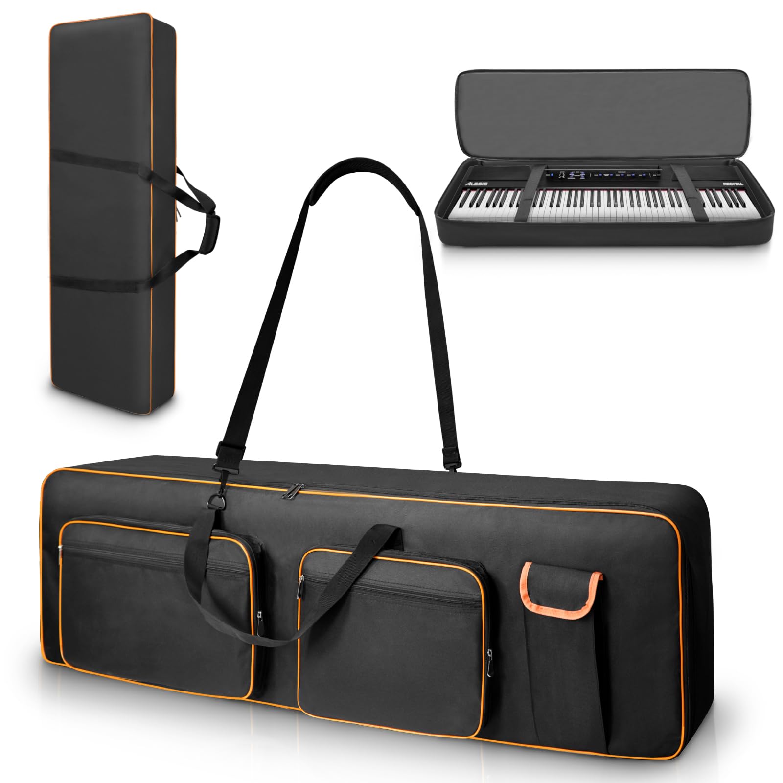 LIWSHWZ 88 Key Keyboard Case,Soft Padded Portable Electric Piano Keyboard Gig Bag with Handle and Adjustable Shoulder Straps,600