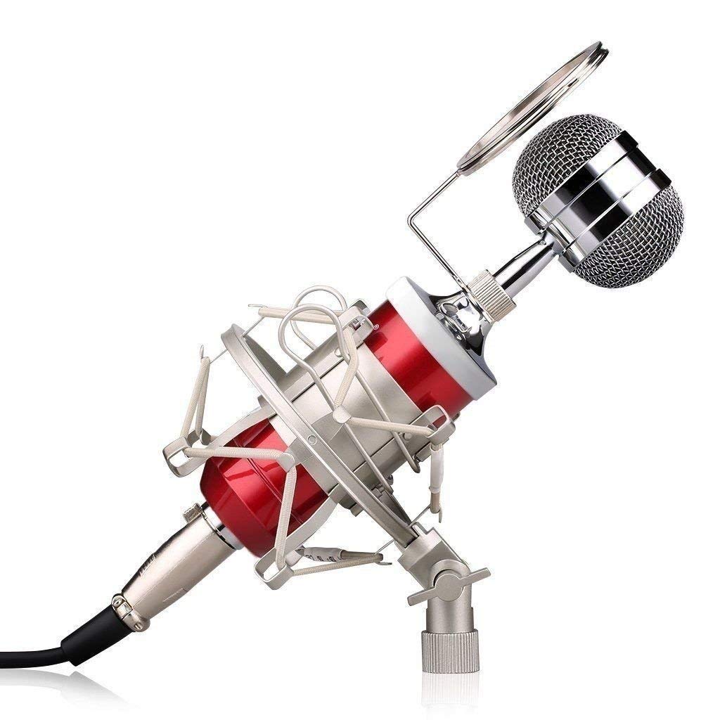 Powerpak Bm 8000 Red Condenser Sound Studio Recording Broadcasting Microphone (Requires Phantom Power Or Sound Card)
