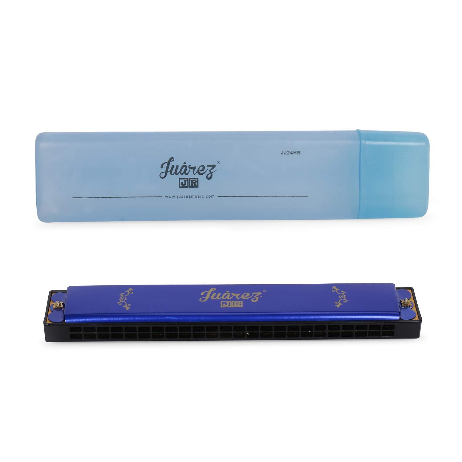 Juarez Junior Jj24Hb 24 Holes Harmonica Key Of C Scale | Mouth Organ | Cover - Aluminium | Comb - Abs | Reed  Brass Blue