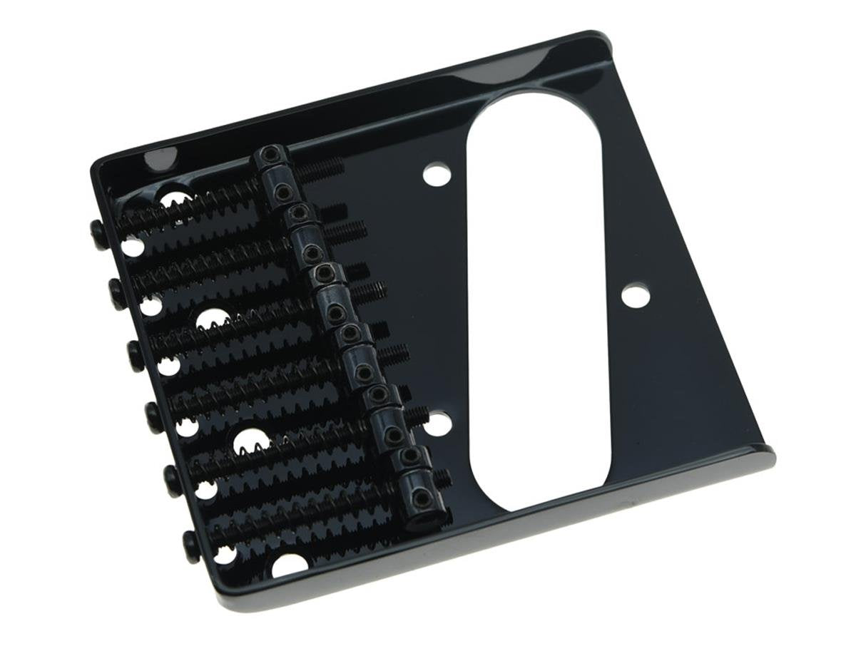 KAISH Black Vintage Style Tele Ashtray Electric Guitar Bridge with 6 Barrel Saddles for Telecaster