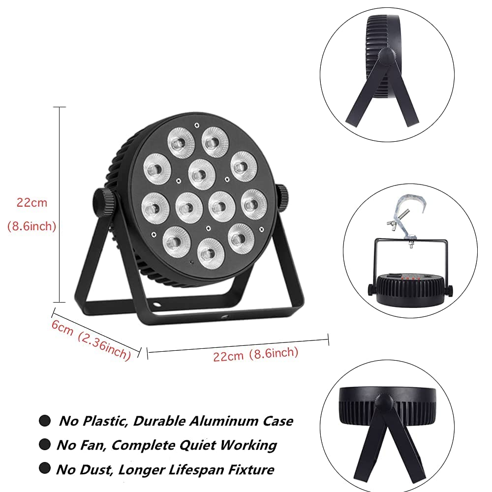 RIUKOE Stage Light Led Par Aluminum Cast Fanless Accent Light DMX RGBW 96W Dj Lights Sound Activated Powerful SlimPAR Led Wash U