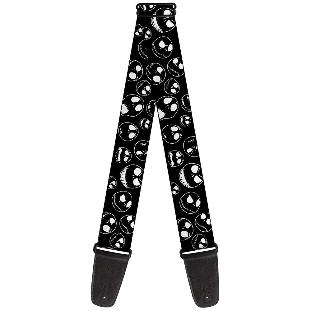 Buckle-Down Guitar Strap - Jack Outline Expressions Scattered Black/White - 2'' Wide - 29-54'' Length