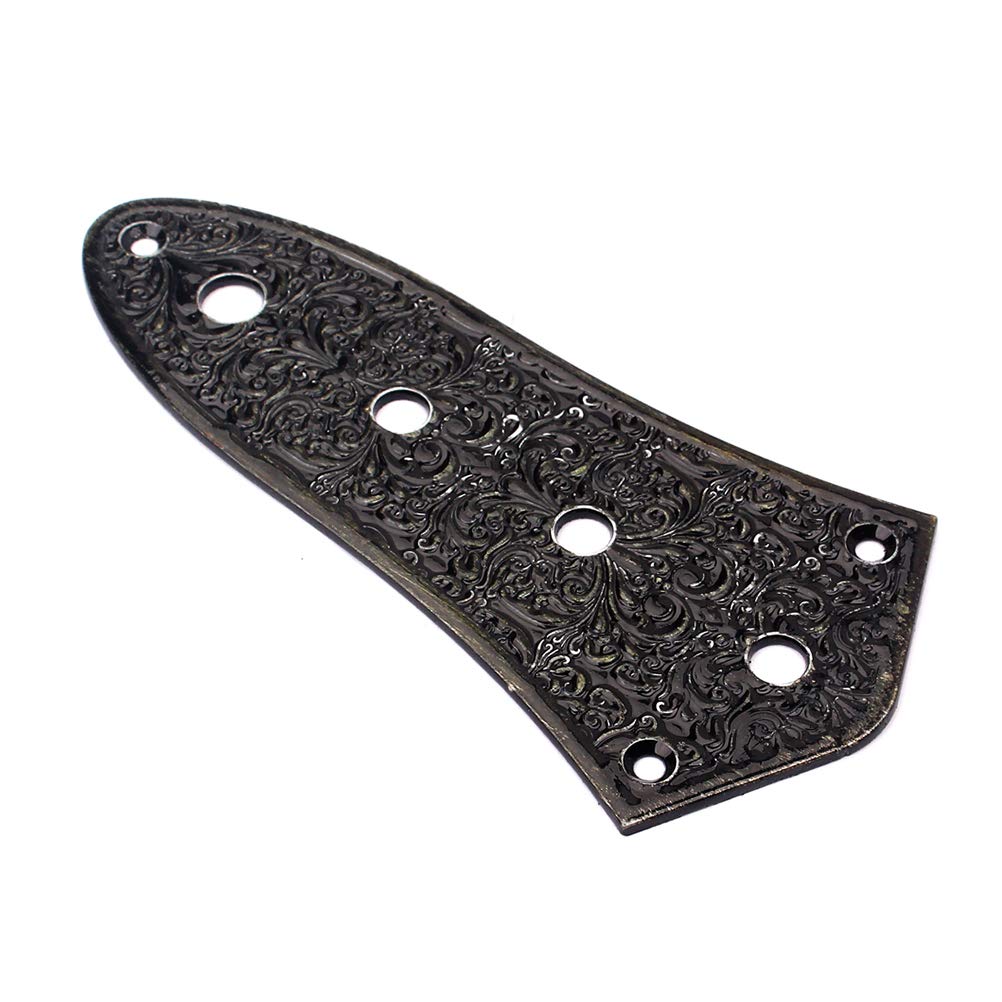 Artibetter 4-Hole Jazz Bass Control Plate Vintage Alloy Jazz Bass Parts (Black)