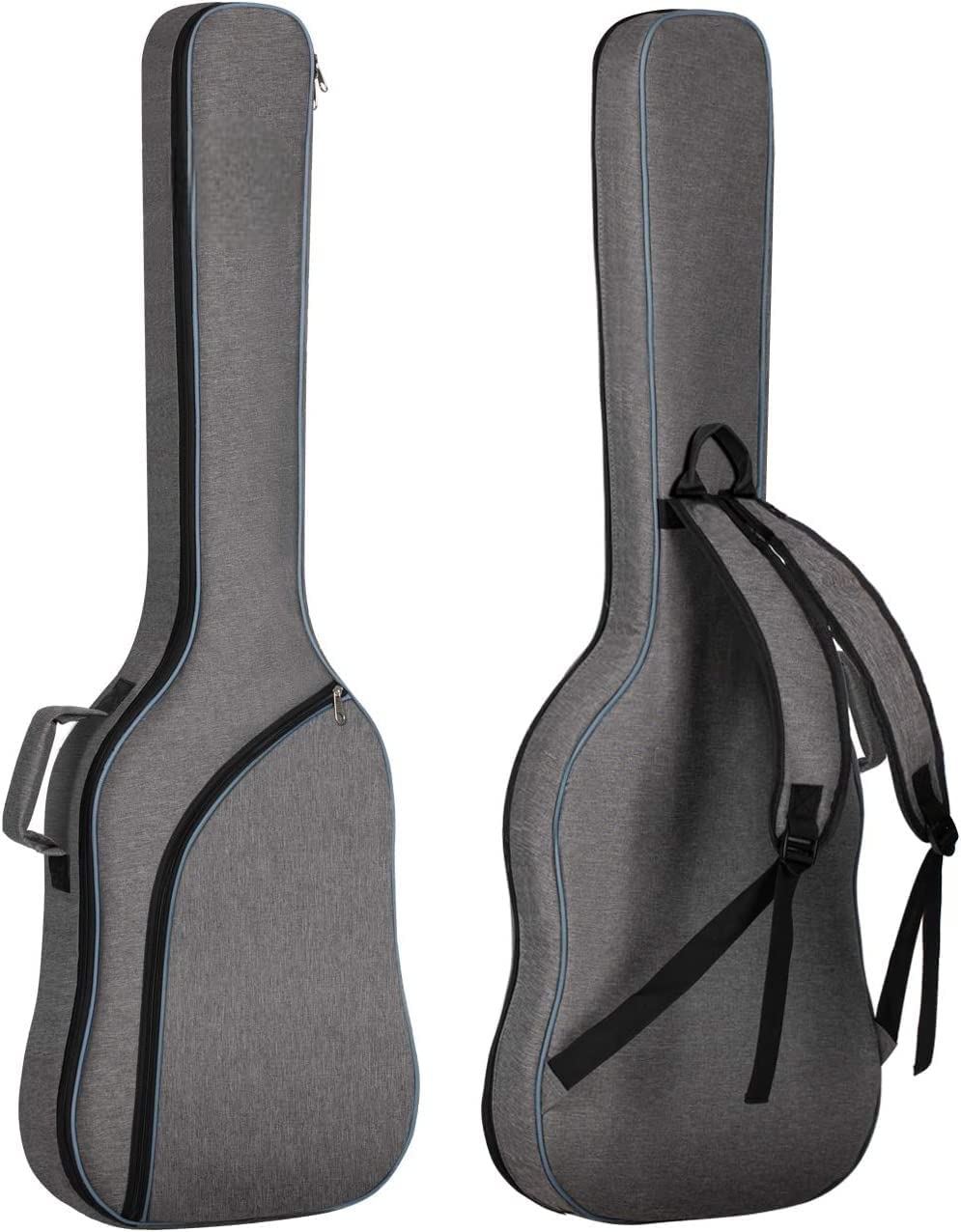 Glow Wings Bass Guitar Bag Gig Bag Backpack Padded Soft Electric Bass Case 0.3Inch Padding, Grey