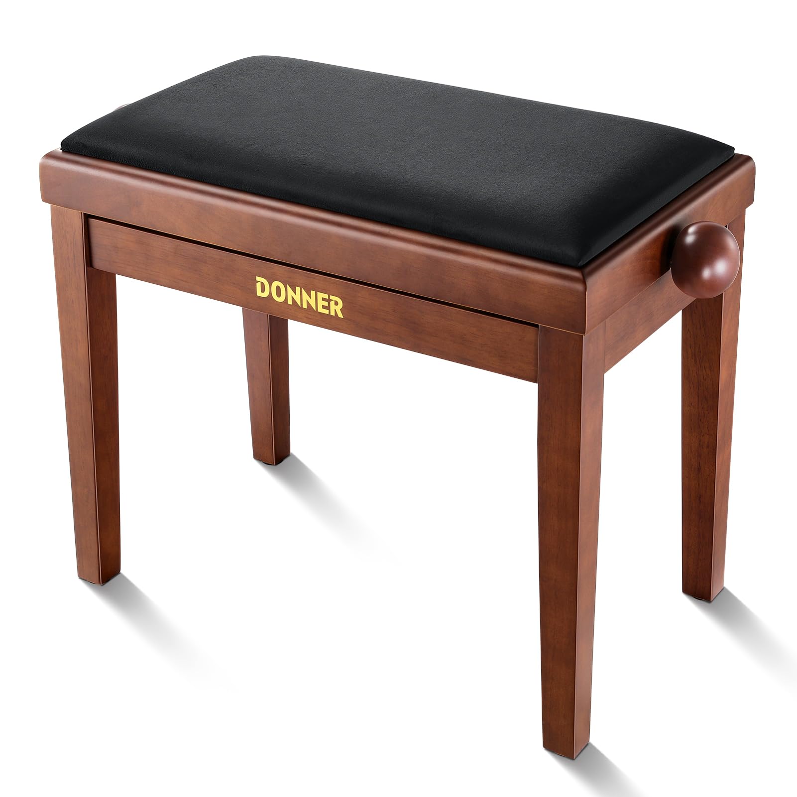 Donner Adjustable Piano Bench,Solid Wood Keyboard Bench Piano Chair Seat with High-Density Sponges Cushion,Wooden Piano Stool wi