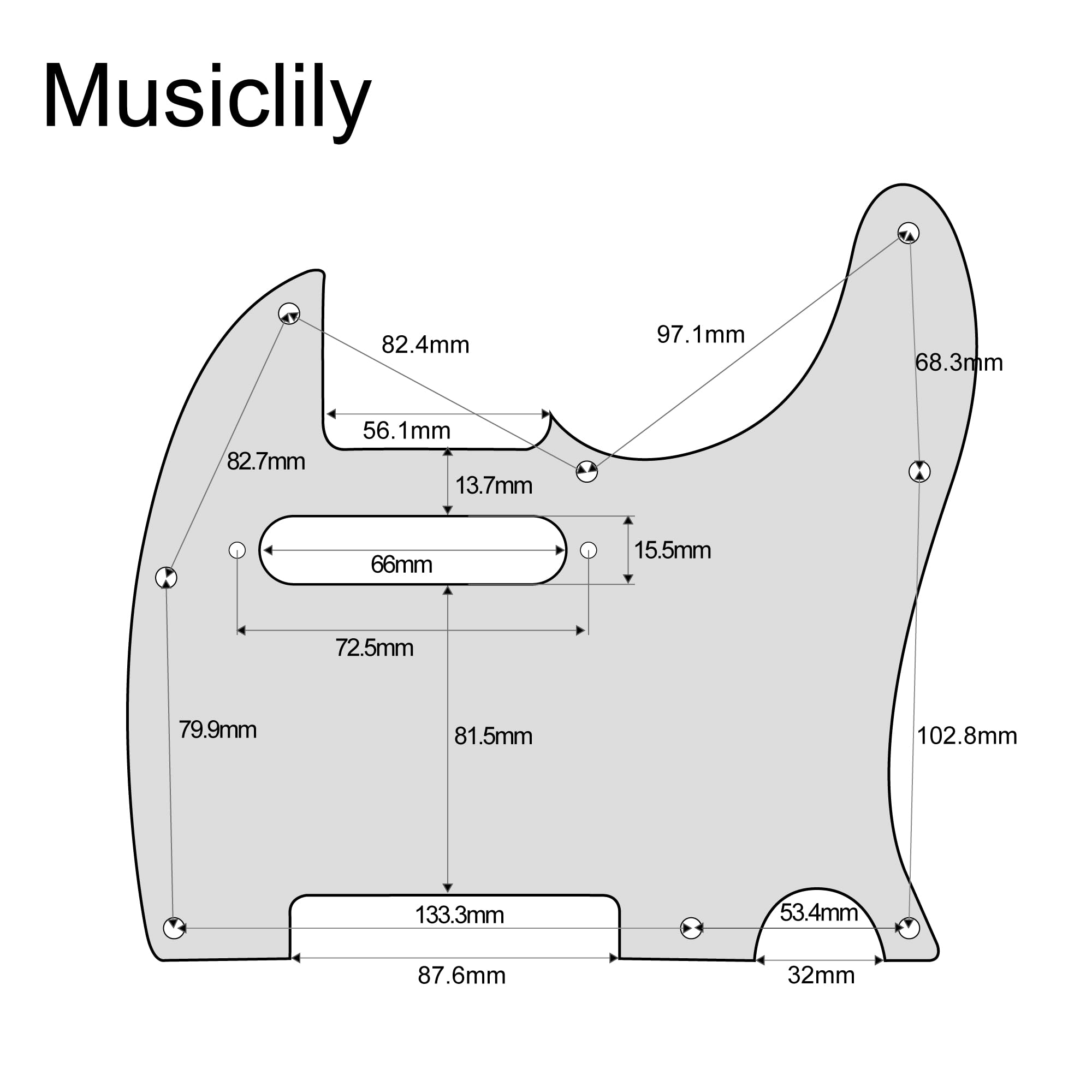 Musiclily Tele Pickguard Scratch Plate Pick Guards for US/Mexico Made Fender Standard Telecaster Modern Style Electric Guitar,4P