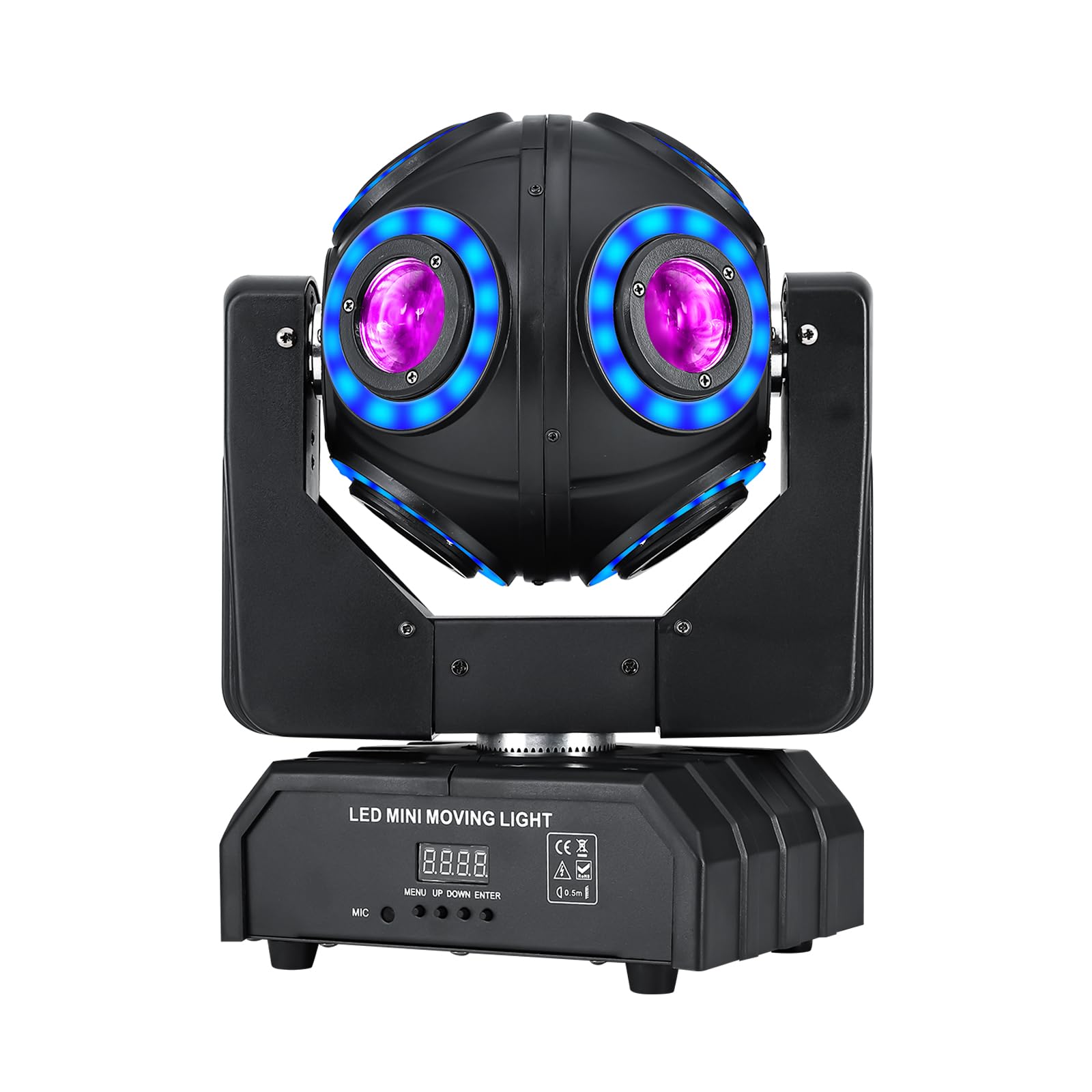 Moving Head Light 8 LED RGBW Beam DJ Light with DMX512 Sound Activated 360?otation Stage Lighting for DJ Party Bar Disco Show Cl