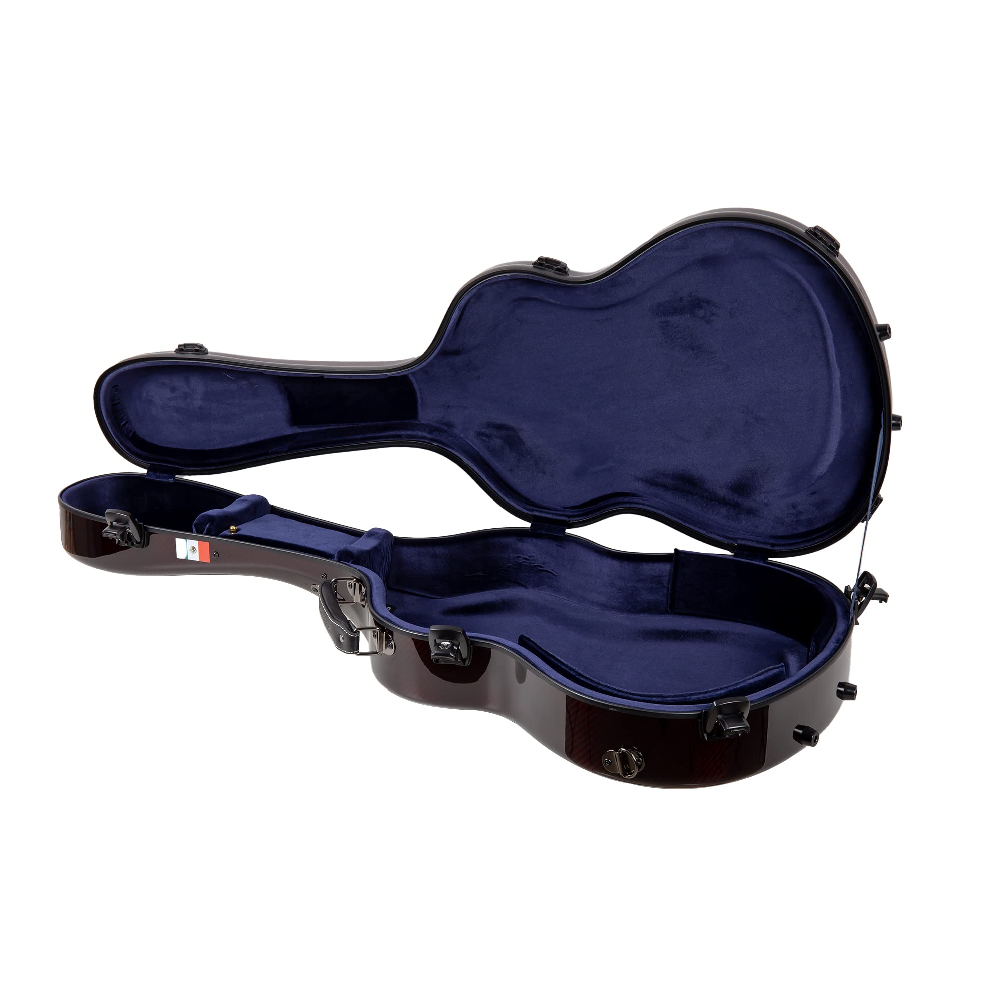 Crossrock Air Carbon 4/4 Classical Guitar Flight Case - 3K Twill Weave Carbon Fiber in Vintage Port Red - TSA Lock & Ergonomic S