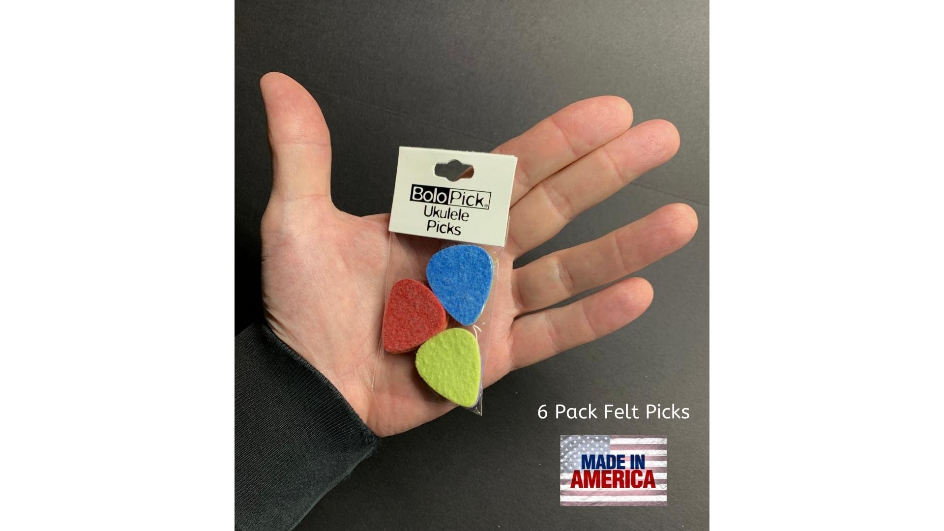 Felt Ukulele Picks, 6 Piece BoloPick Original Felt Pick Recipe for Ukulele, Guitar, Bass, Autoharp, Banjo, Made In USA