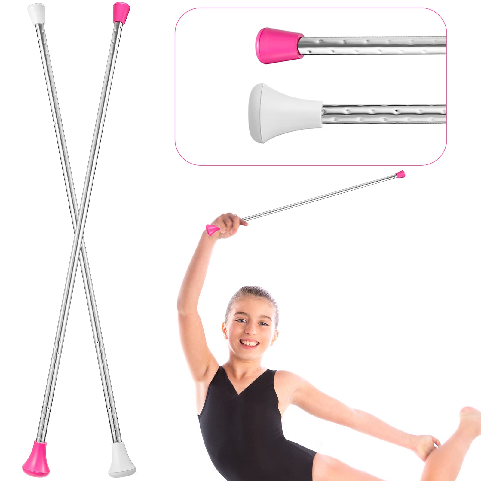 HyDren 2 Pcs Twirling Baton Unisex Gymnastics Dance Metal Baton Marching Band Parade Stick for Talent Shows, Artistic Dancing Tw
