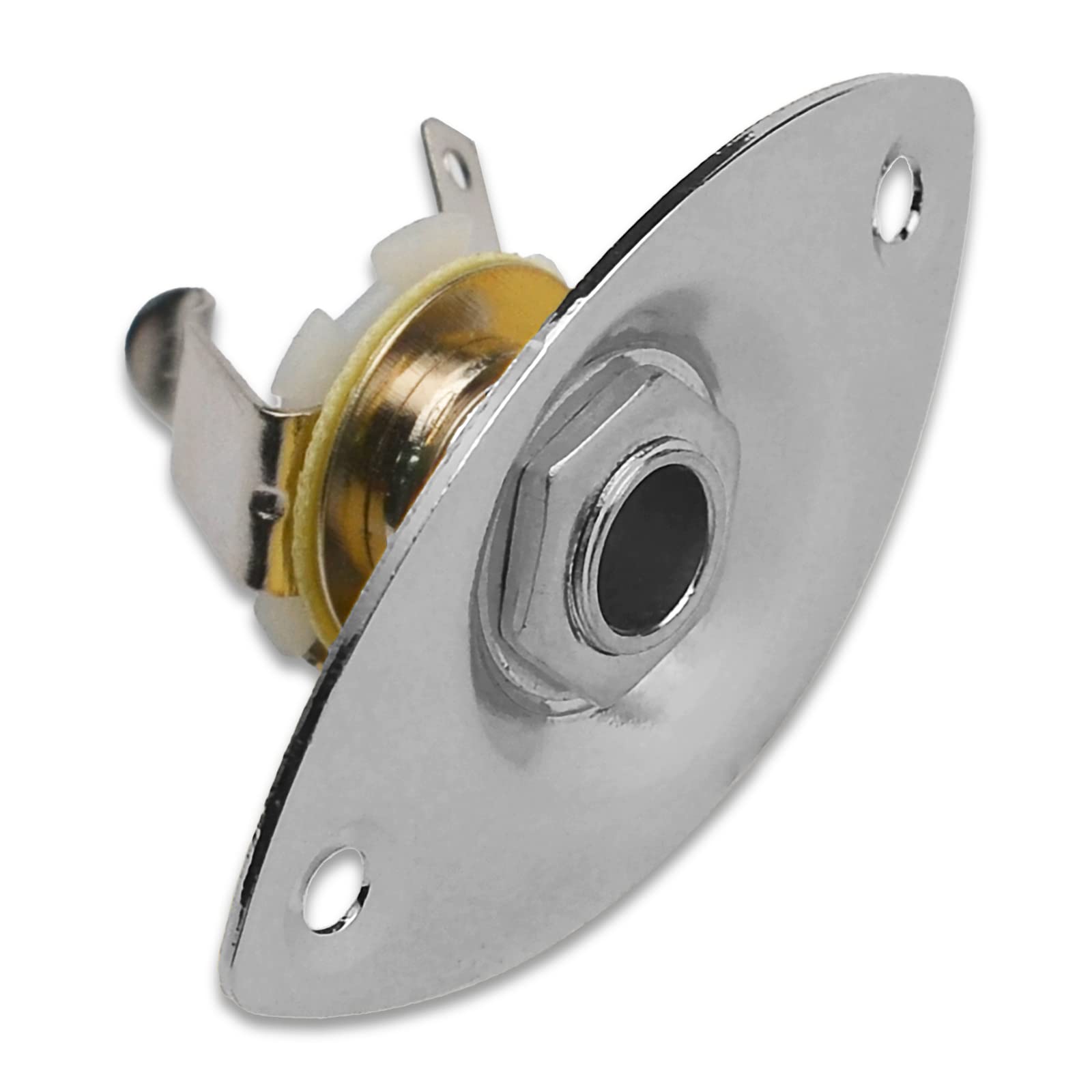 MAXCHEER 1/4 '' Oval Guitar Jack 6.35mm Output Input Plug Socket for Mono Electric Guitar (Chrome)