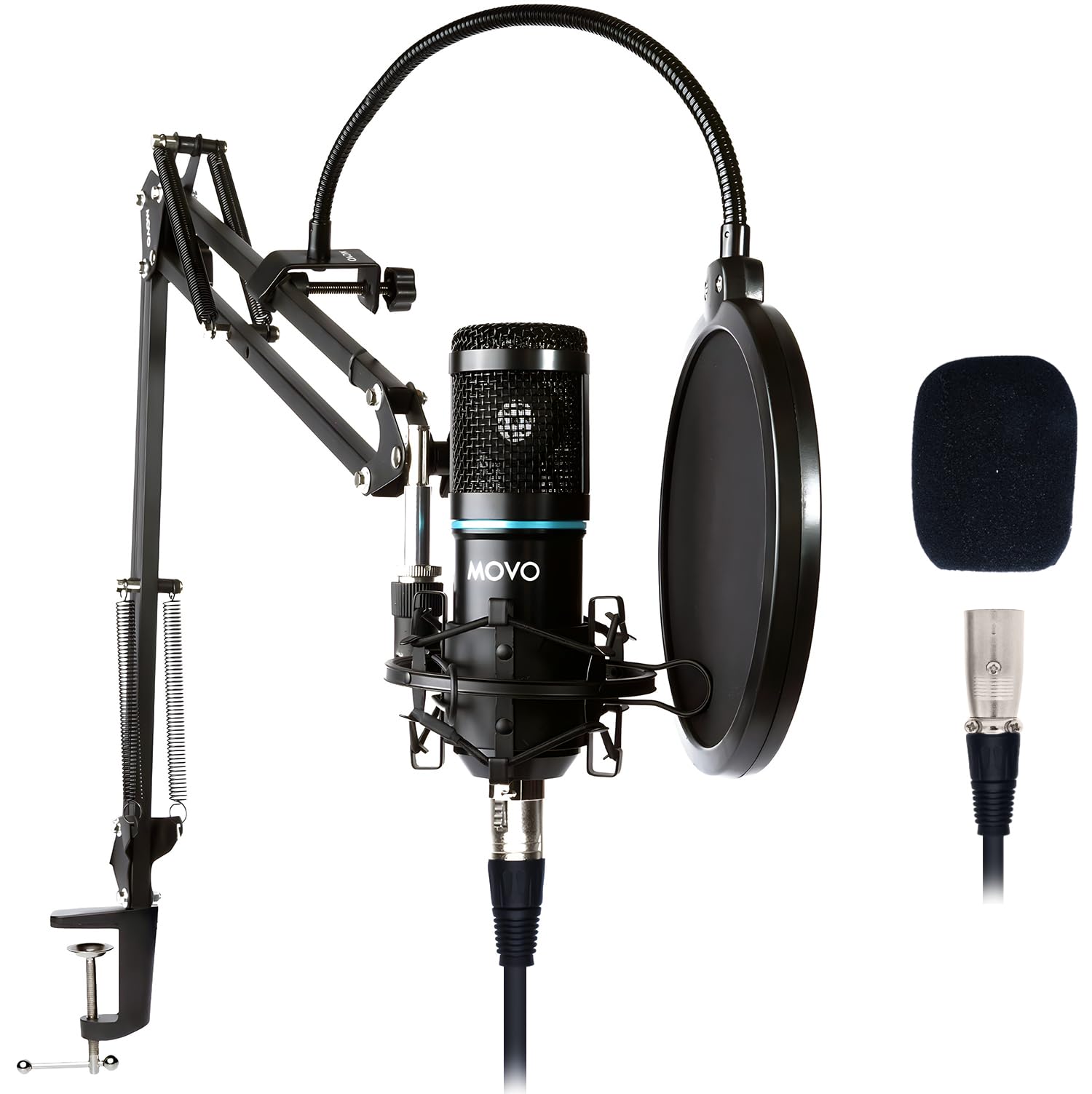 Movo Podpak Podcast Equipment Bundle With Xlr Condenser Microphone, Articulating Scissor Arm, And Pop Filter - Xlr Mic For Podca