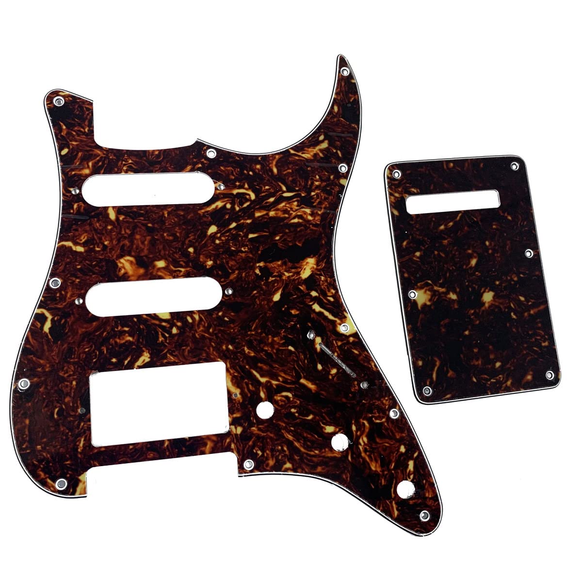 KAISH Strat Style HSS Pickguard ST Back Plate Tremolo Trem Cover for USA/Mexico Stratocaster/Strat Dark Tortoise