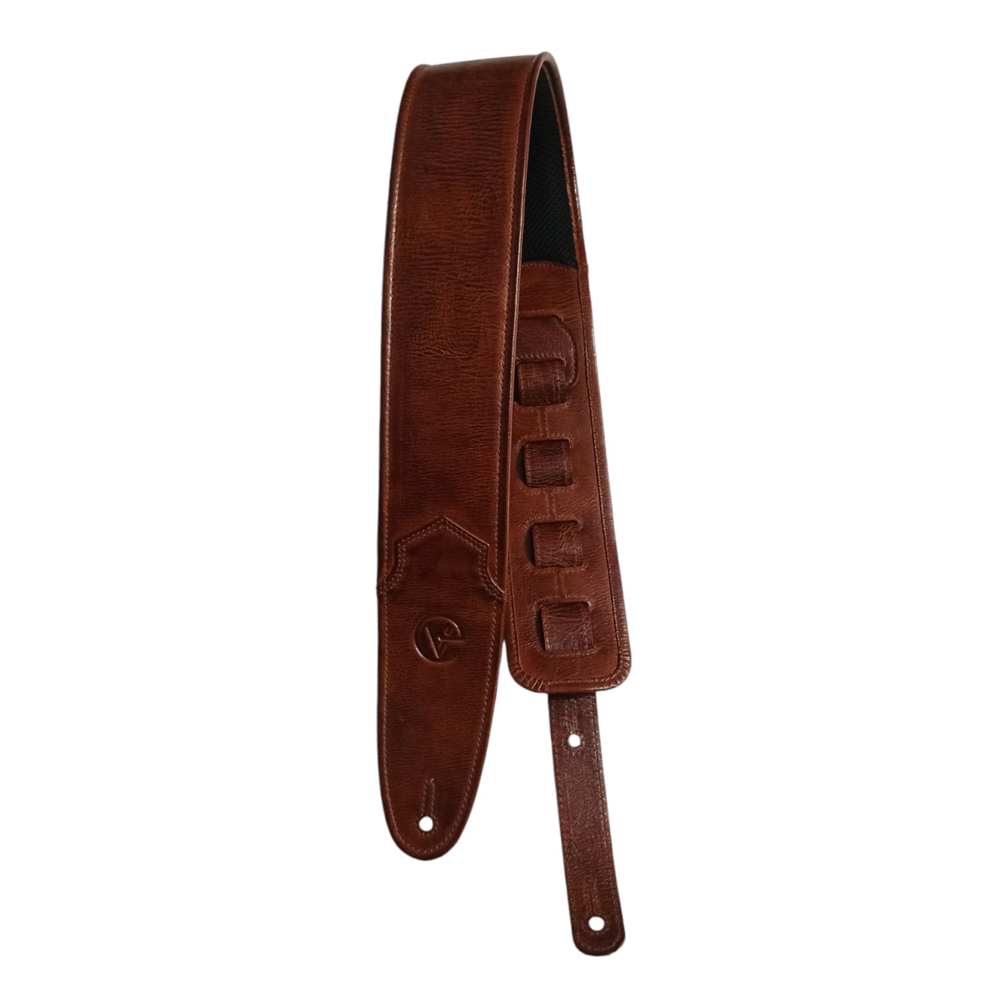 Ve CREATION 3-Inch Wide Leather Guitar Strap with Mesh Fabric & Foam Padding | Adjustable from 42-56 Inches | Tan Color (VEG-001