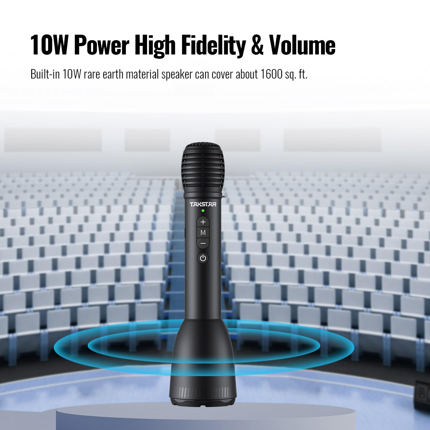 TAKSTAR 2 in 1 Bluetooth Wireless Microphone & Voice Amplifier, 7 Kinds of Sound Effects, 10W Portable Handheld Mic Speaker for