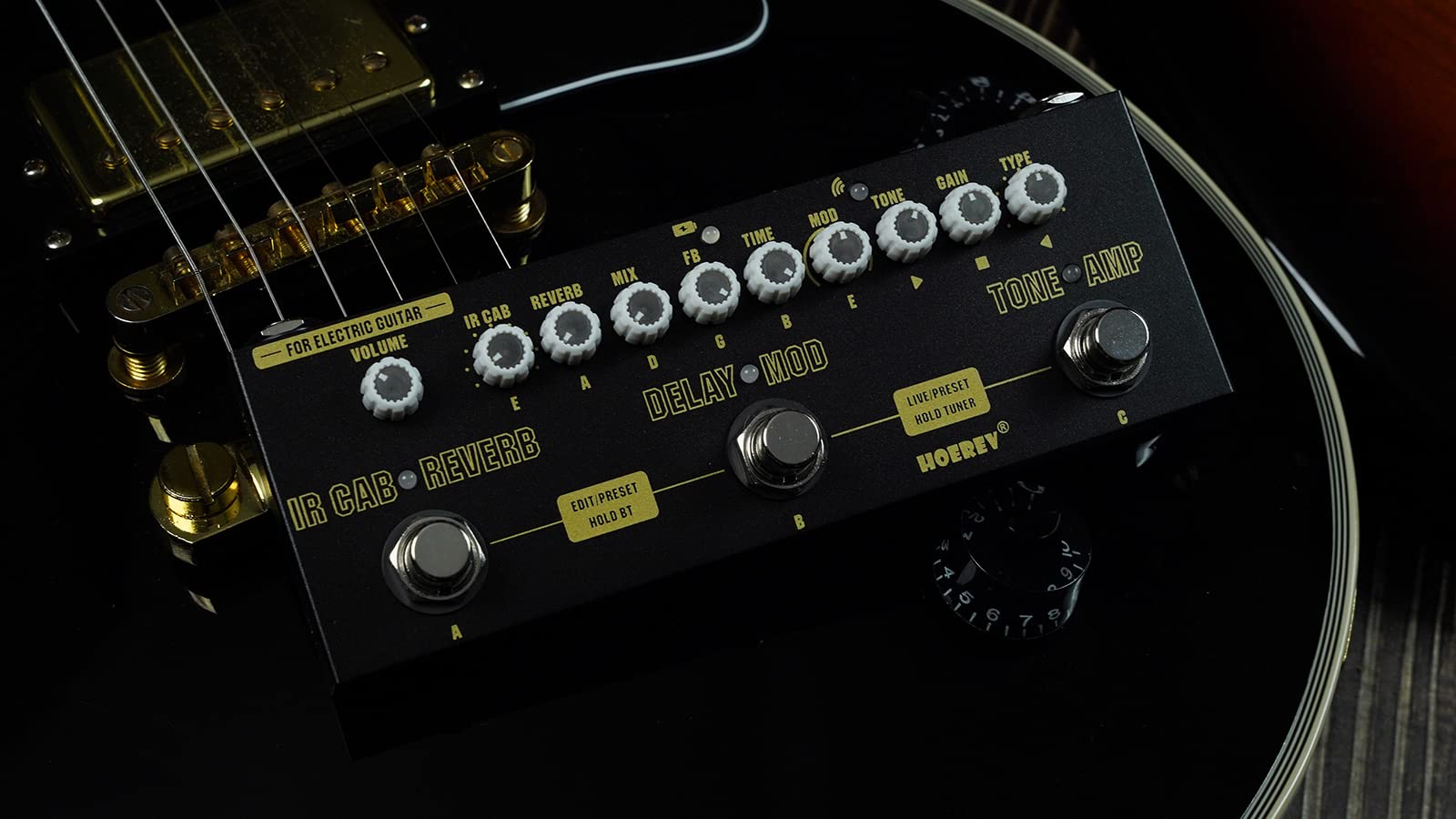 HOEREV Multi Effects Guitar Pedal Delay Reverb Phase Chorus Distortion Overdrive Multi Effects Pedal for Electric Guitar Built-i