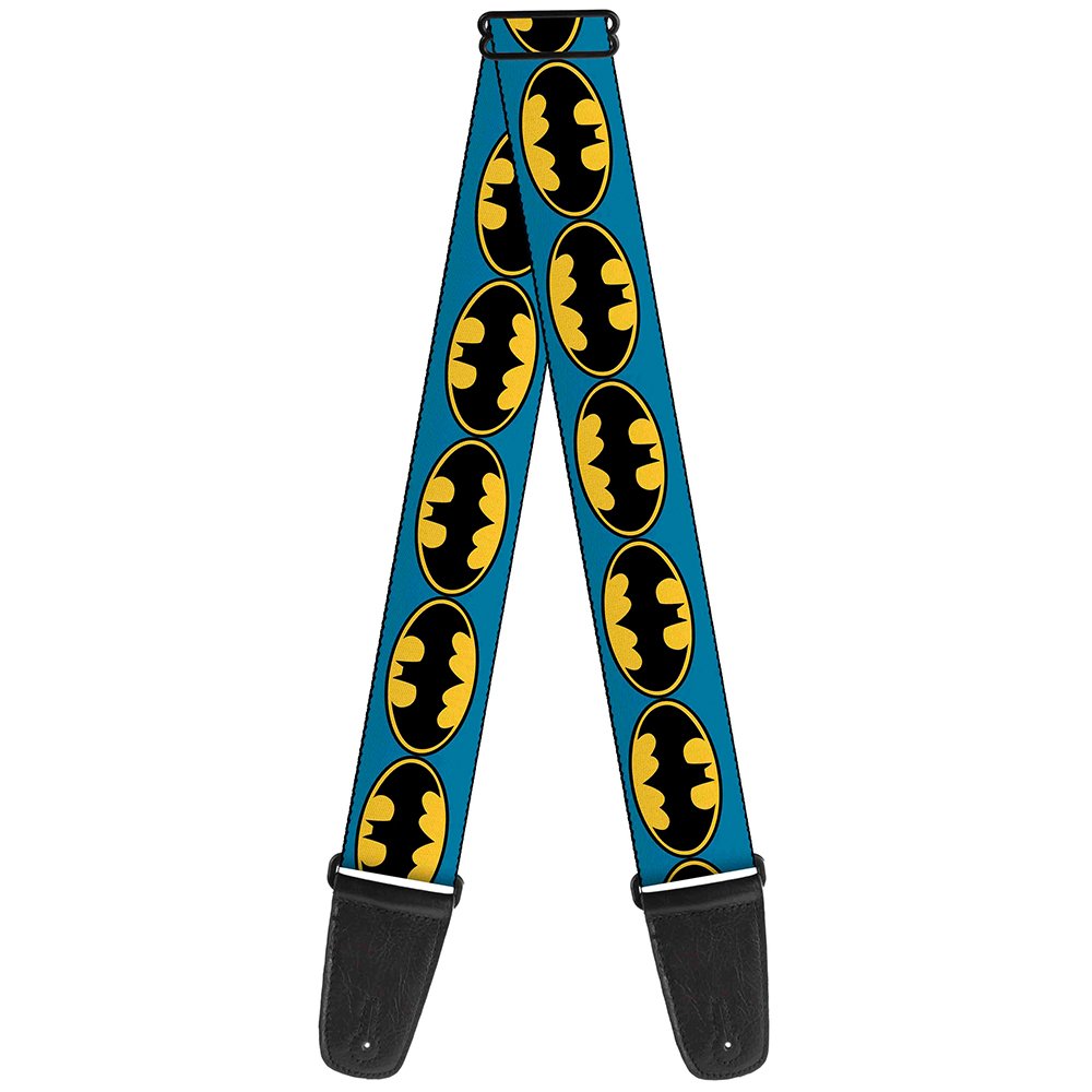 Buckle-Down Guitar Strap - Bat Signal-3 Blue/Black/Yellow - 2'' Wide - 29-54'' Length