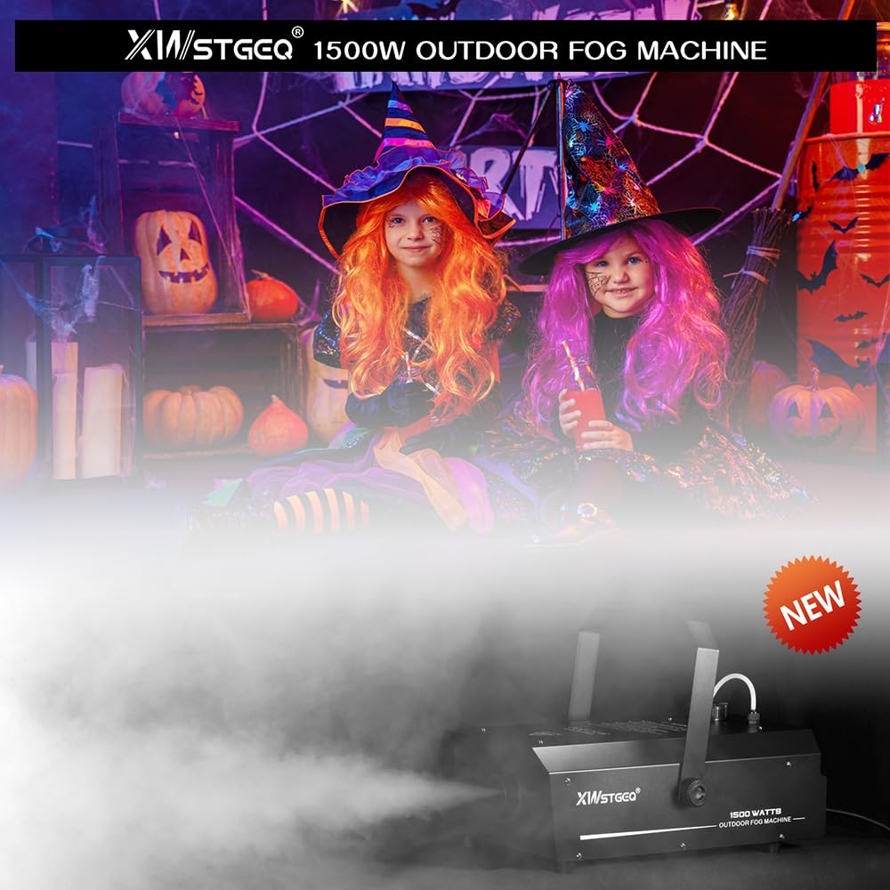 Smoke Machine 1500W with DMX, Wireless Remote, and Timer - Professional Outdoor Waterproof Fog Machine for Stage DJs, Halloween,