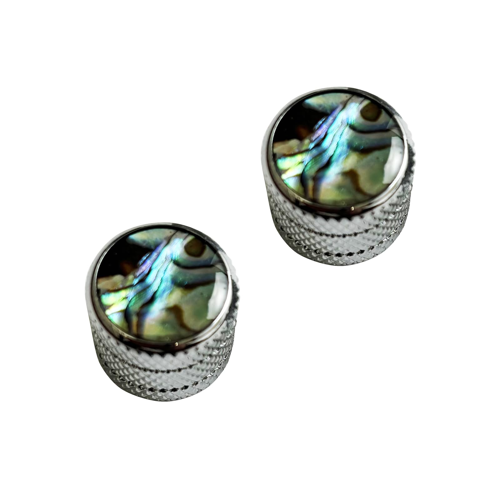 Ovsal 2Pcs Bass Guitar Knobs - Abalone Shell Dome Metal Volume Tone Knobs For Electric Guitars - Feder Strat Telecaster Jazz Gib