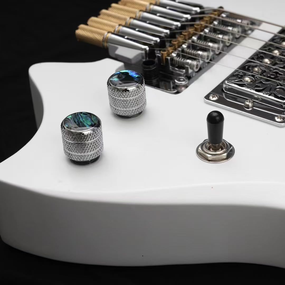 OVSAL 2Pcs Bass Guitar Knobs - Abalone Shell Dome Metal Volume Tone Knobs for Electric Guitars - Feder Strat Telecaster Jazz Gib