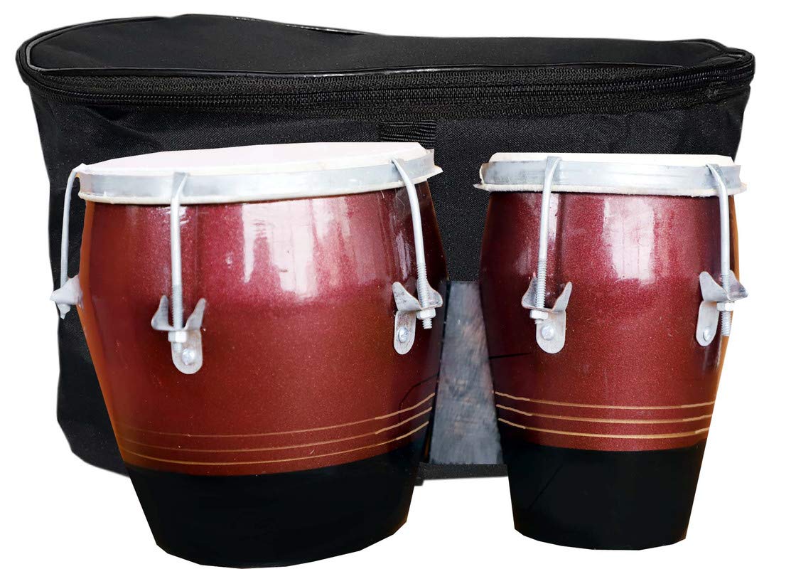 Gt Manufacturers Professional Two Piece Hand Made Wooden Bango Drum Set With Bag (Brown&Black)